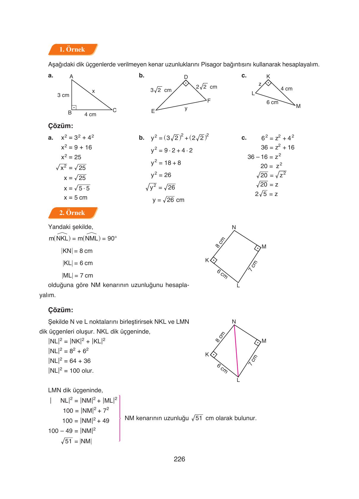 8. Sınıf Ada Yayıncılık Matematik Ders Kitabı Sayfa 226 Cevapları