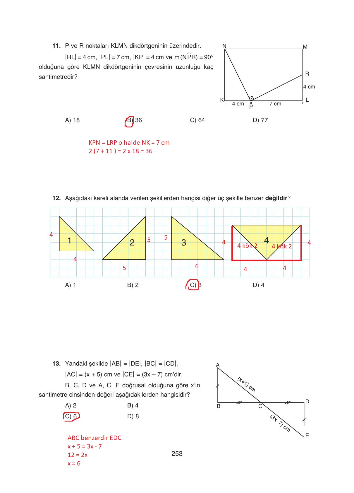 8. Sınıf Ada Yayıncılık Matematik Ders Kitabı Sayfa 253 Cevapları