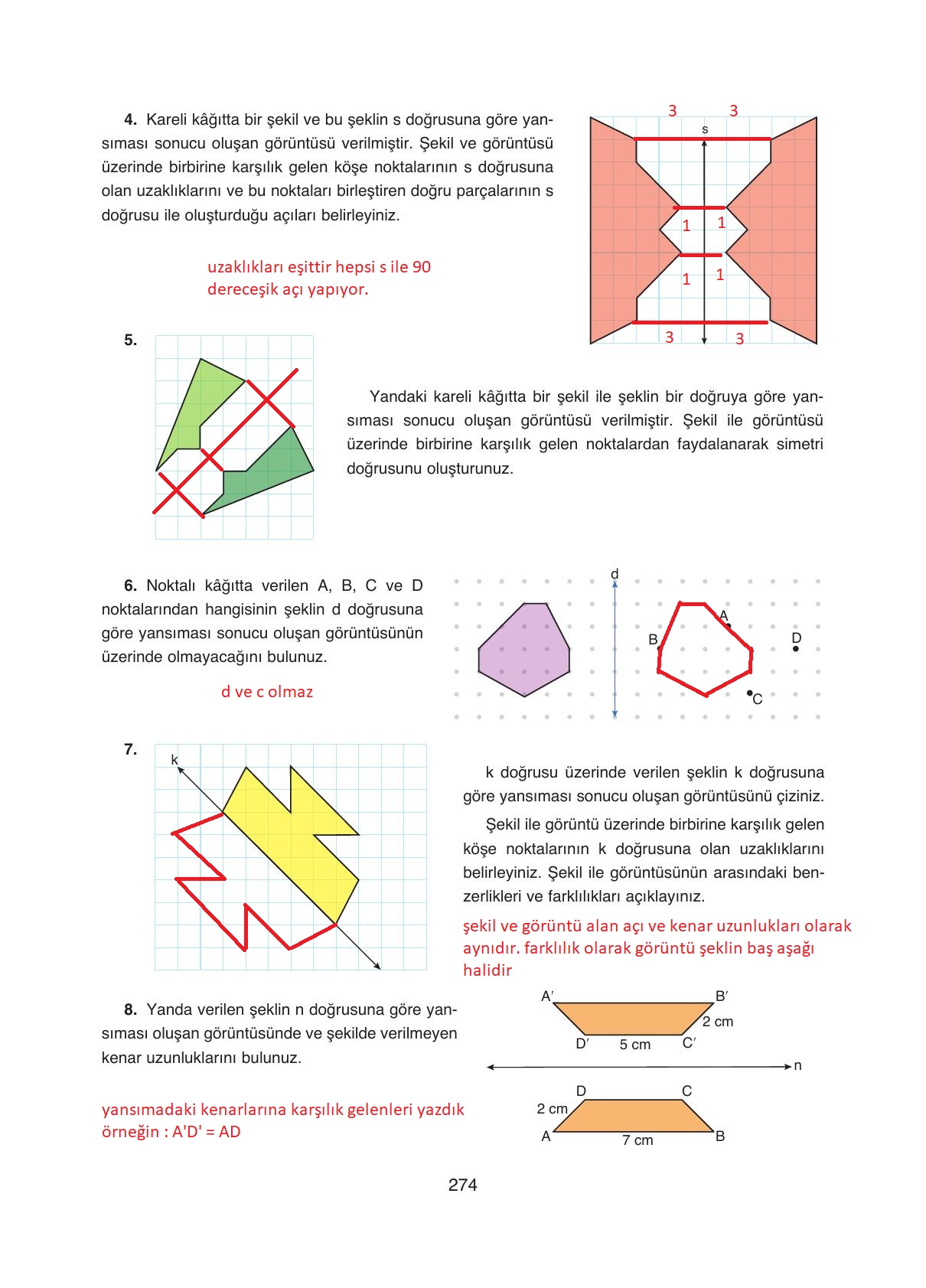 8. Sınıf Ada Yayıncılık Matematik Ders Kitabı Sayfa 274 Cevapları