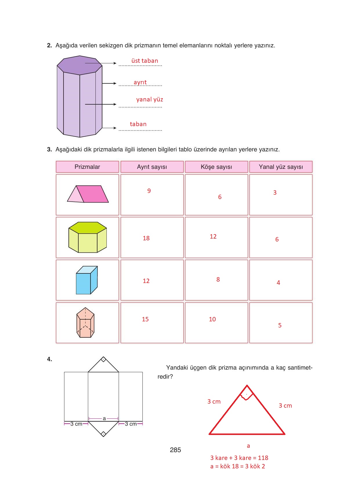 8. Sınıf Ada Yayıncılık Matematik Ders Kitabı Sayfa 285 Cevapları