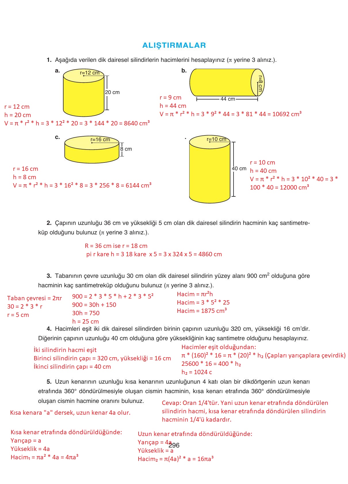 8. Sınıf Ada Yayıncılık Matematik Ders Kitabı Sayfa 296 Cevapları