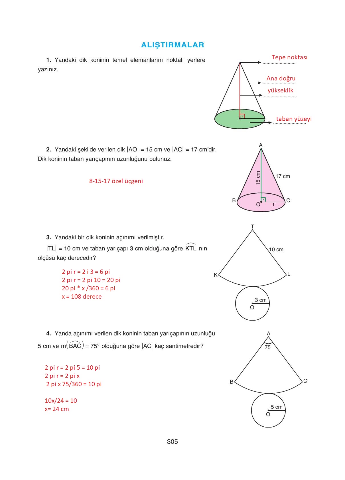 8. Sınıf Ada Yayıncılık Matematik Ders Kitabı Sayfa 305 Cevapları