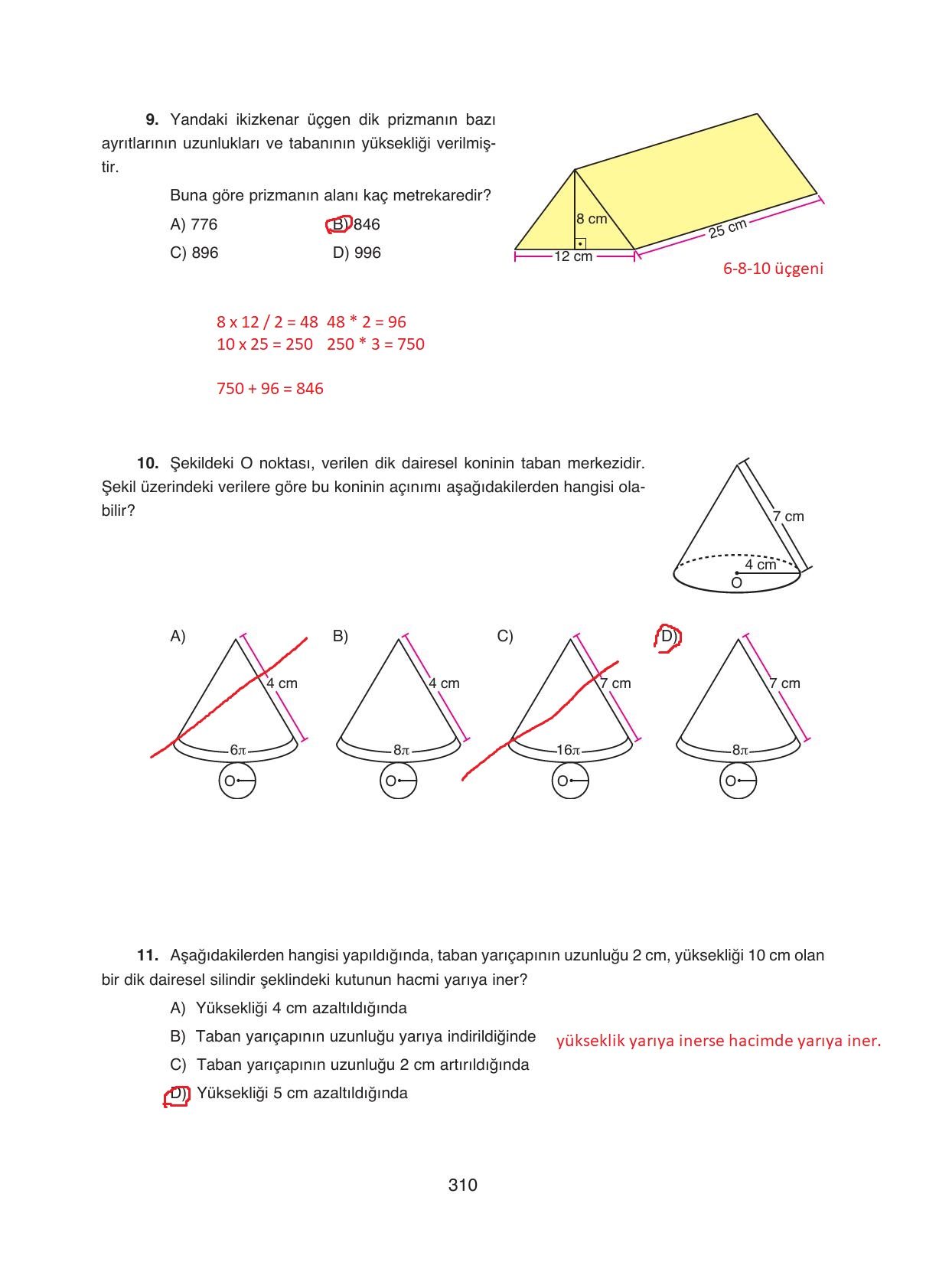 8. Sınıf Ada Yayıncılık Matematik Ders Kitabı Sayfa 310 Cevapları