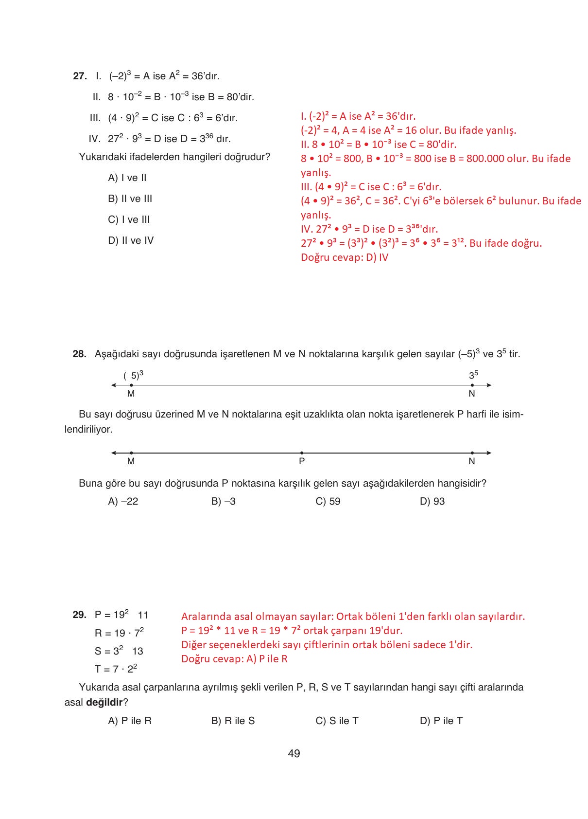 8. Sınıf Ada Yayıncılık Matematik Ders Kitabı Sayfa 49 Cevapları 8. Sınıf Ada Yayıncılık Matematik Ders Kitabı Sayfa 49 Cevapları