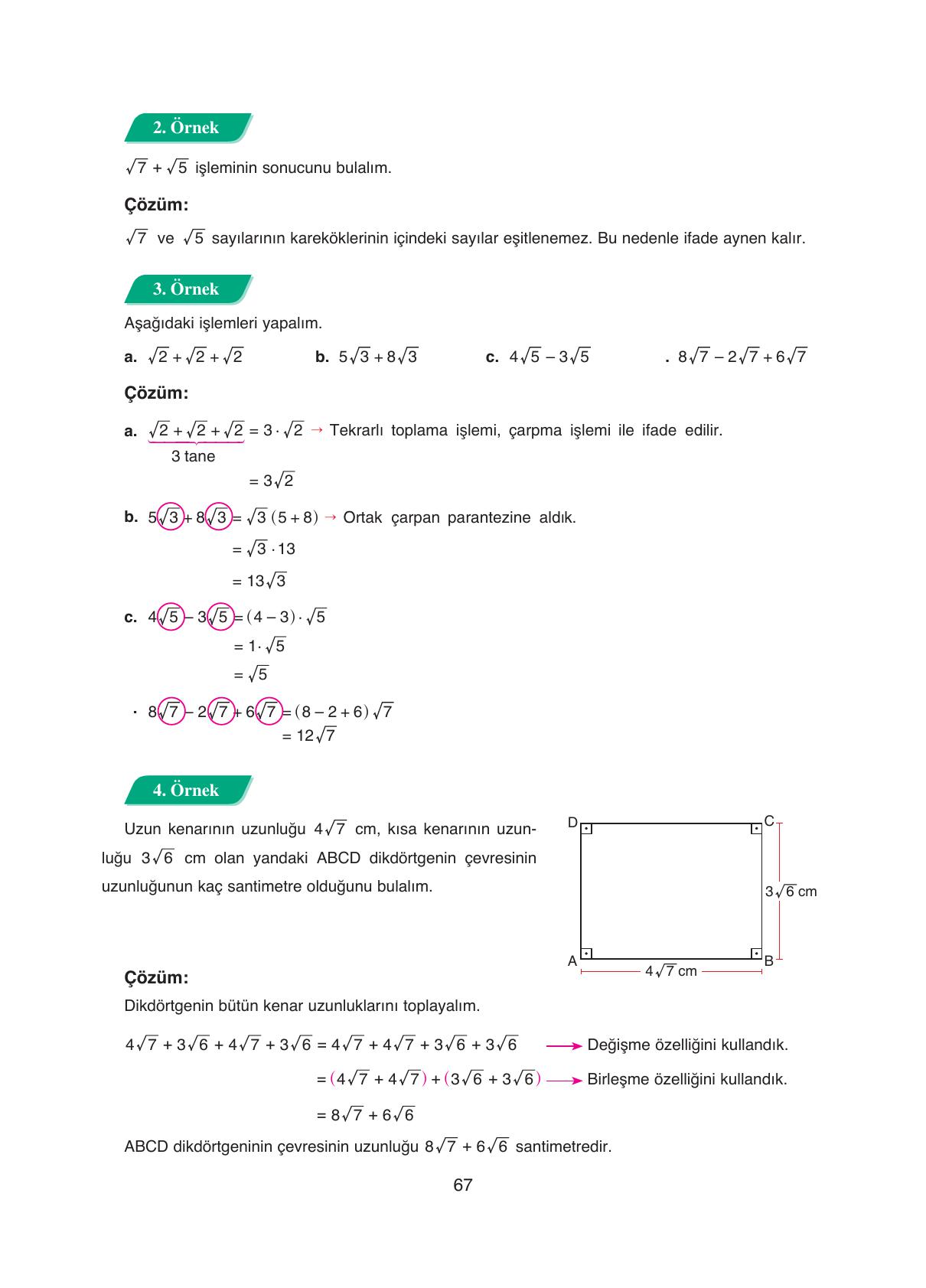 8. Sınıf Ada Yayıncılık Matematik Ders Kitabı Sayfa 67 Cevapları 8. Sınıf Ada Yayıncılık Matematik Ders Kitabı Sayfa 67 Cevapları