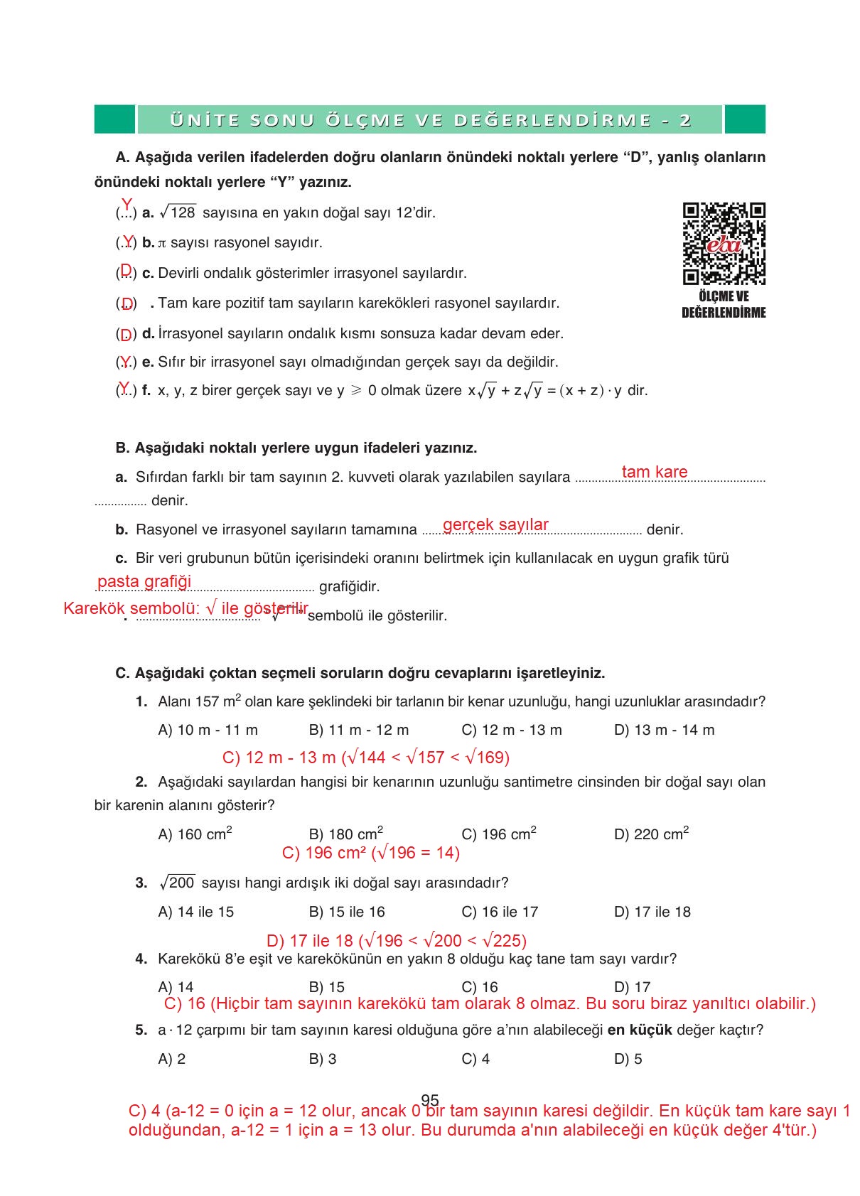 8. Sınıf Ada Yayıncılık Matematik Ders Kitabı Sayfa 95 Cevapları