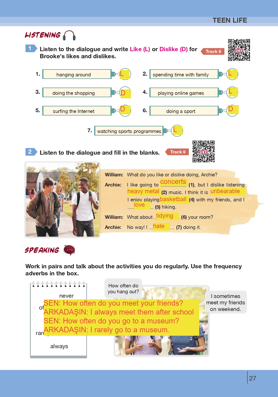 8. Sınıf Bilim Ve Kültür Yayınları İngilizce Ders Kitabı Sayfa 27 Cevapları