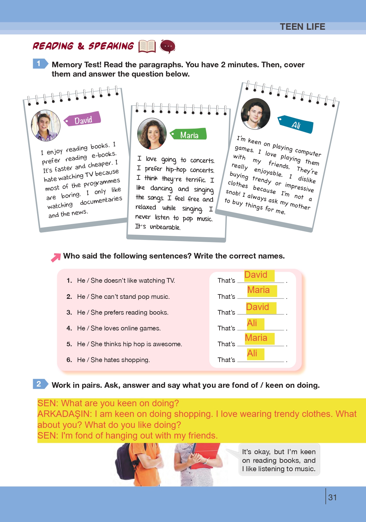 8. Sınıf Bilim Ve Kültür Yayınları İngilizce Ders Kitabı Sayfa 31 Cevapları
