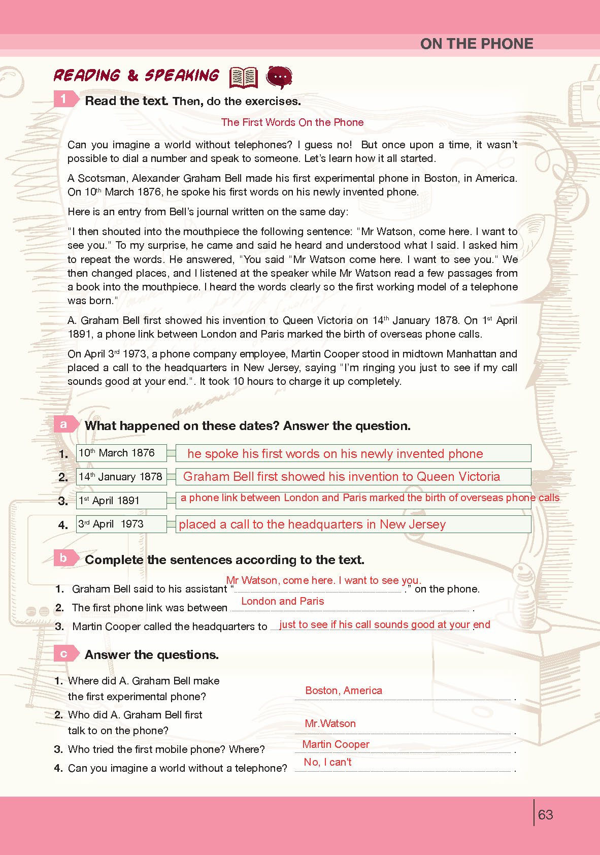 8. Sınıf Bilim Ve Kültür Yayınları İngilizce Ders Kitabı Sayfa 63 Cevapları