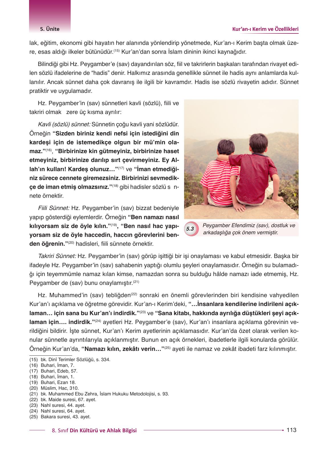 8. Sınıf Gezegen Yayıncılık Din Kültürü Ve Ahlak Bilgisi Ders Kitabı Sayfa 113 Cevapları