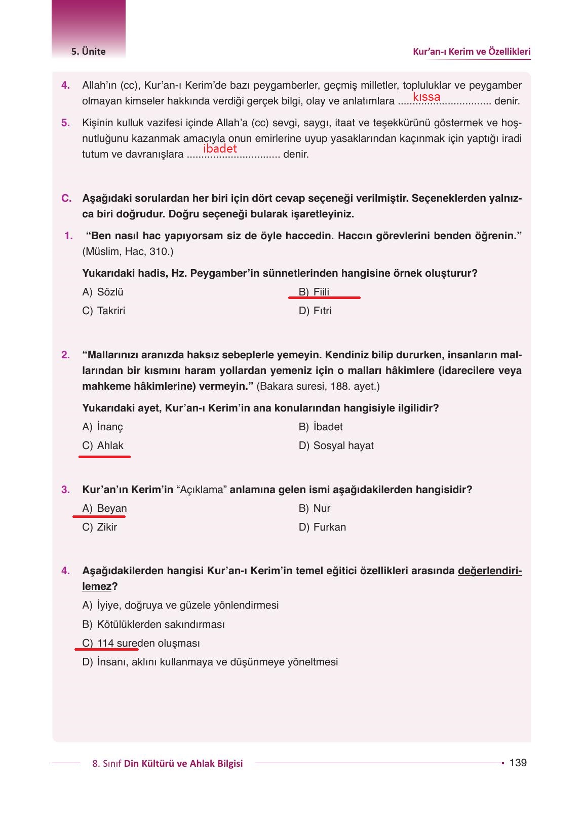 8. Sınıf Gezegen Yayıncılık Din Kültürü Ve Ahlak Bilgisi Ders Kitabı Sayfa 139 Cevapları 8. Sınıf Gezegen Yayıncılık Din Kültürü Ve Ahlak Bilgisi Ders Kitabı Sayfa 139 Cevapları