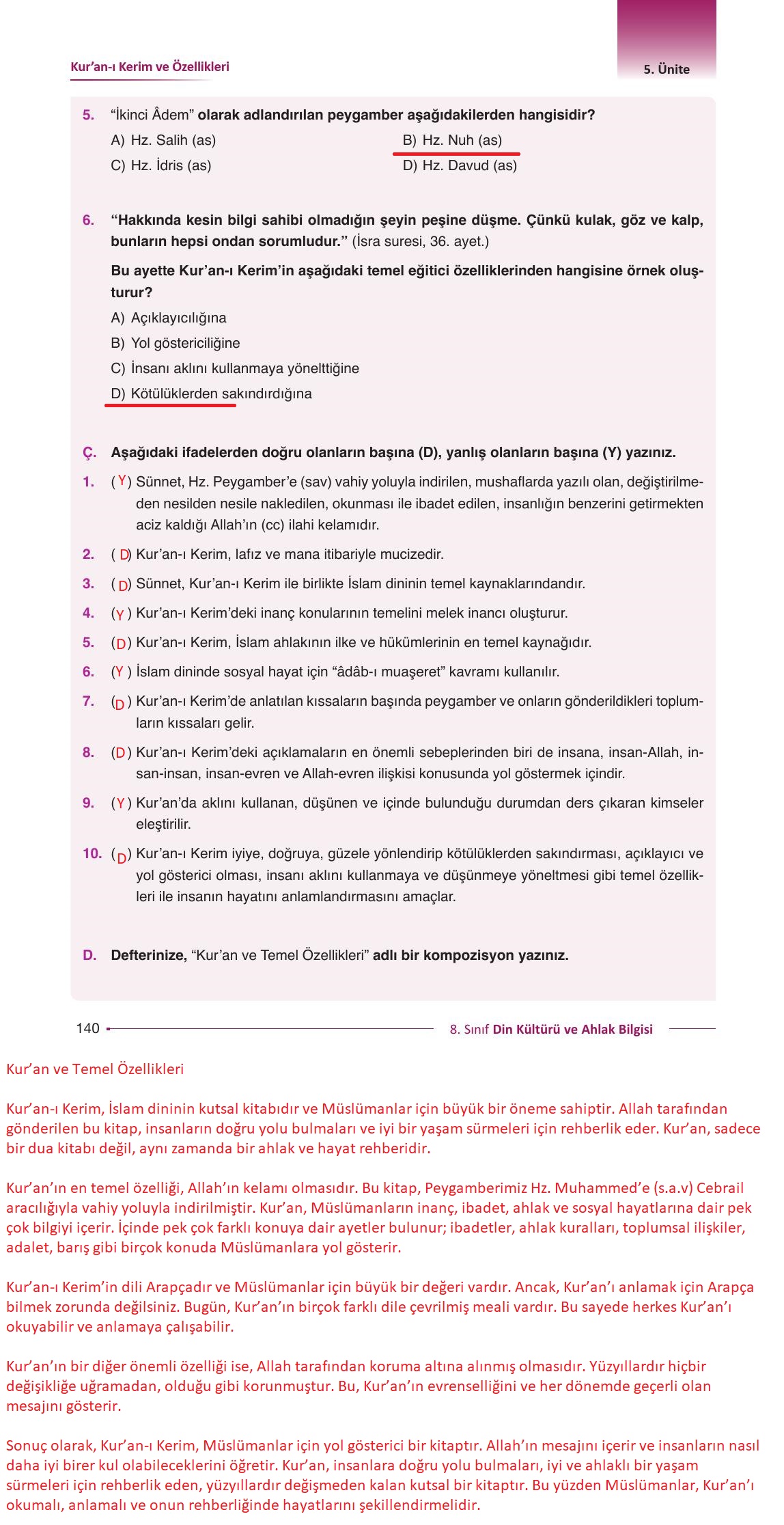 8. Sınıf Gezegen Yayıncılık Din Kültürü Ve Ahlak Bilgisi Ders Kitabı Sayfa 140 Cevapları 8. Sınıf Gezegen Yayıncılık Din Kültürü Ve Ahlak Bilgisi Ders Kitabı Sayfa 140 Cevapları
