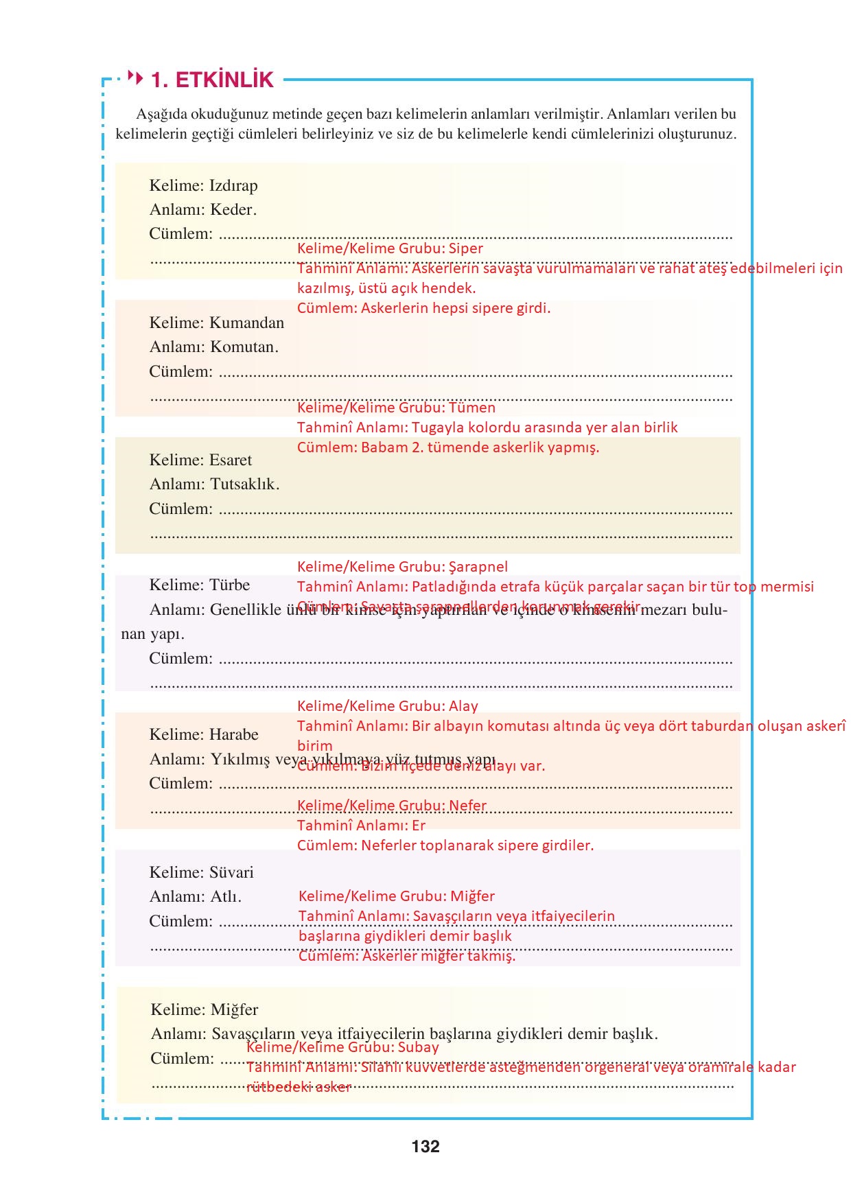 8. Sınıf Hecce Yayıncılık Türkçe Ders Kitabı Sayfa 132 Cevapları