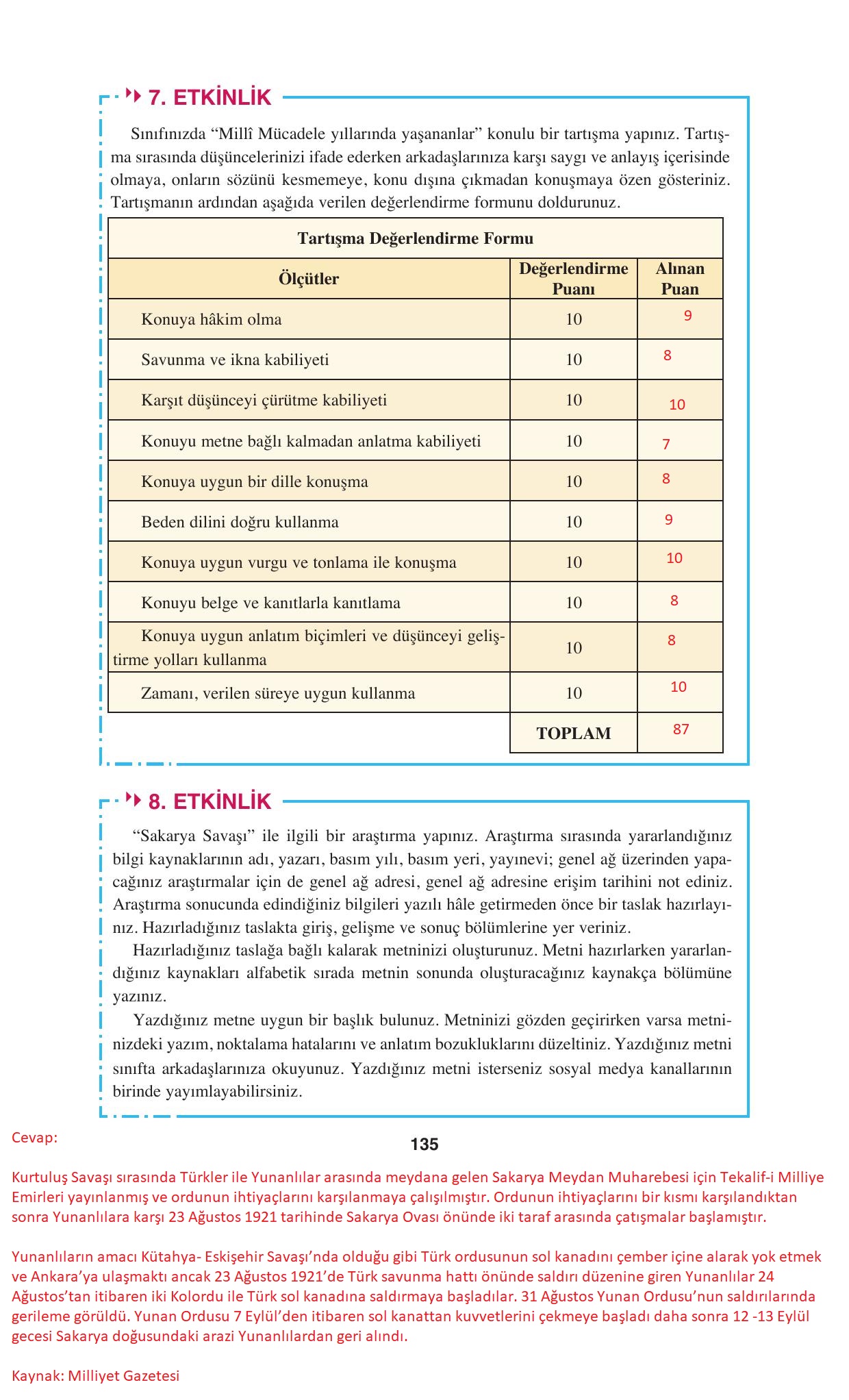 8. Sınıf Hecce Yayıncılık Türkçe Ders Kitabı Sayfa 135 Cevapları 8. Sınıf Hecce Yayıncılık Türkçe Ders Kitabı Sayfa 135 Cevapları