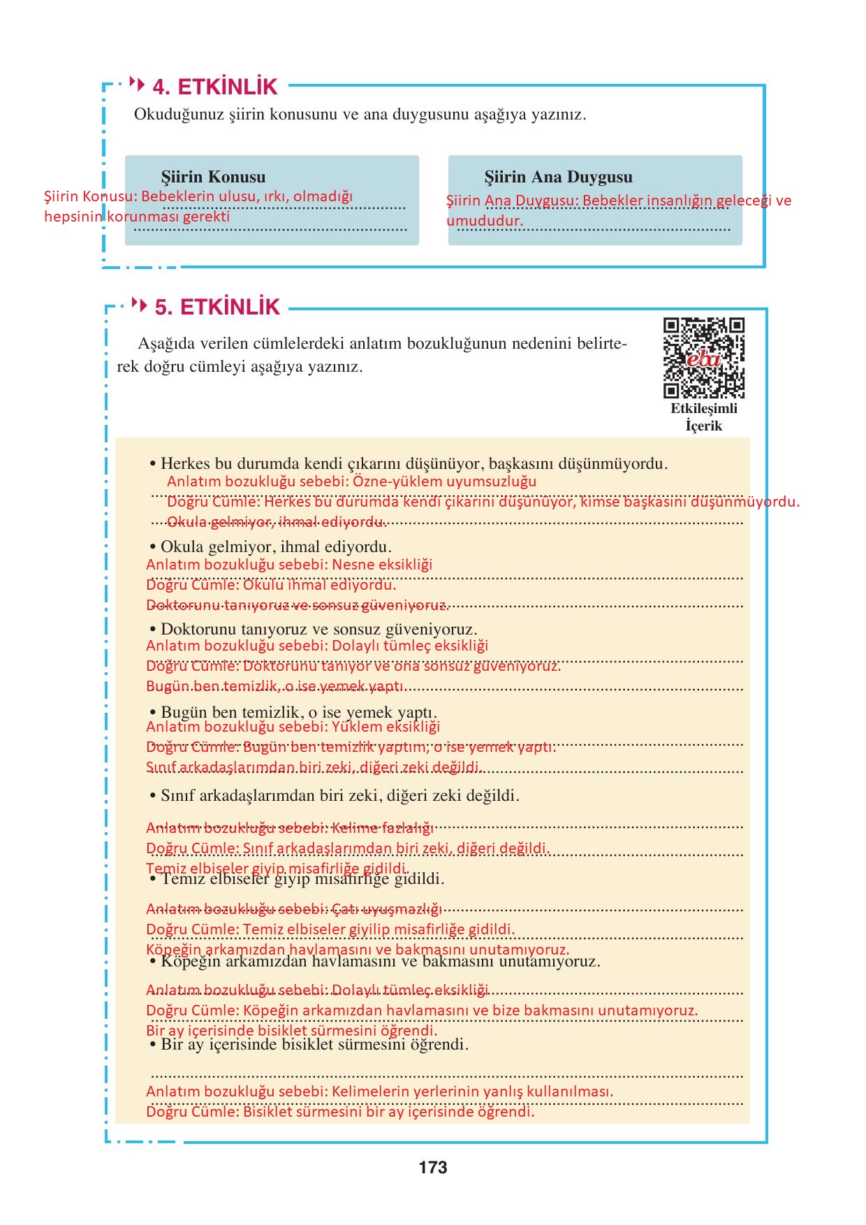 8. Sınıf Hecce Yayıncılık Türkçe Ders Kitabı Sayfa 173 Cevapları