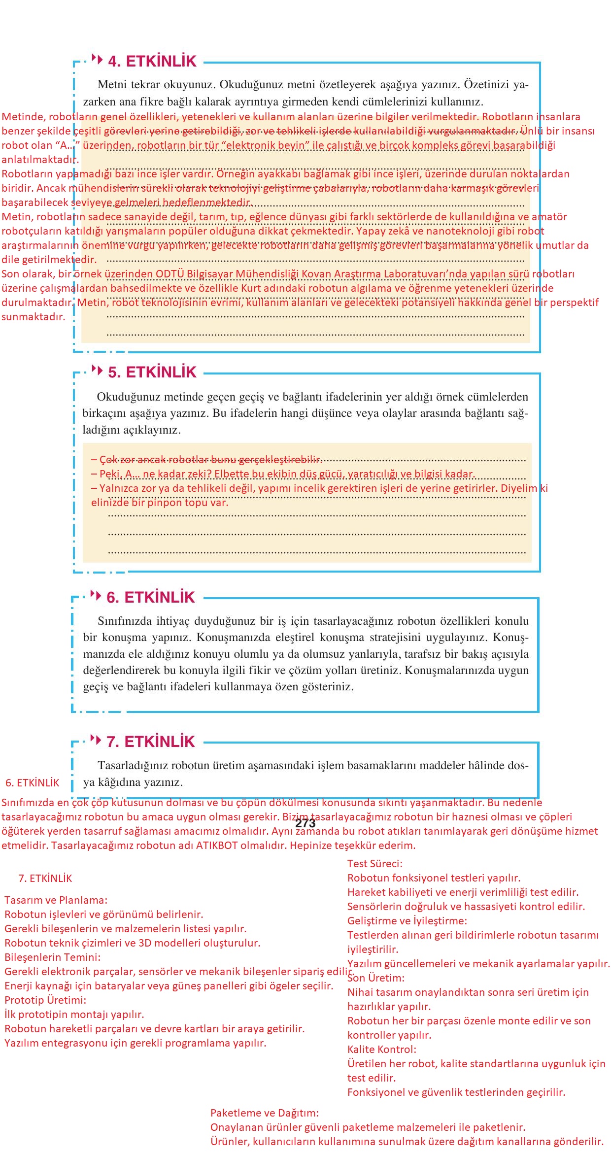 8. Sınıf Hecce Yayıncılık Türkçe Ders Kitabı Sayfa 273 Cevapları