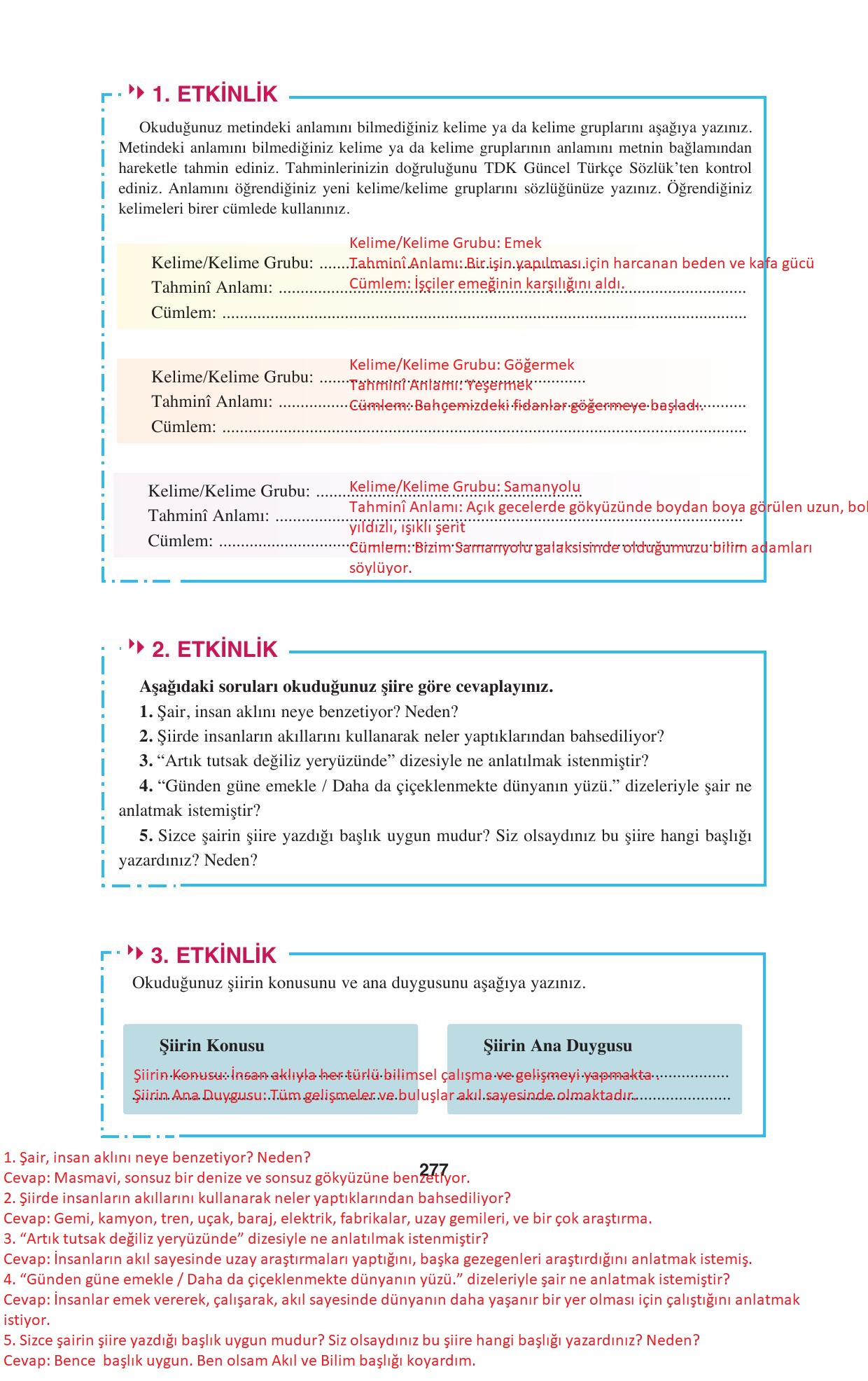 8. Sınıf Hecce Yayıncılık Türkçe Ders Kitabı Sayfa 277 Cevapları 8. Sınıf Hecce Yayıncılık Türkçe Ders Kitabı Sayfa 277 Cevapları