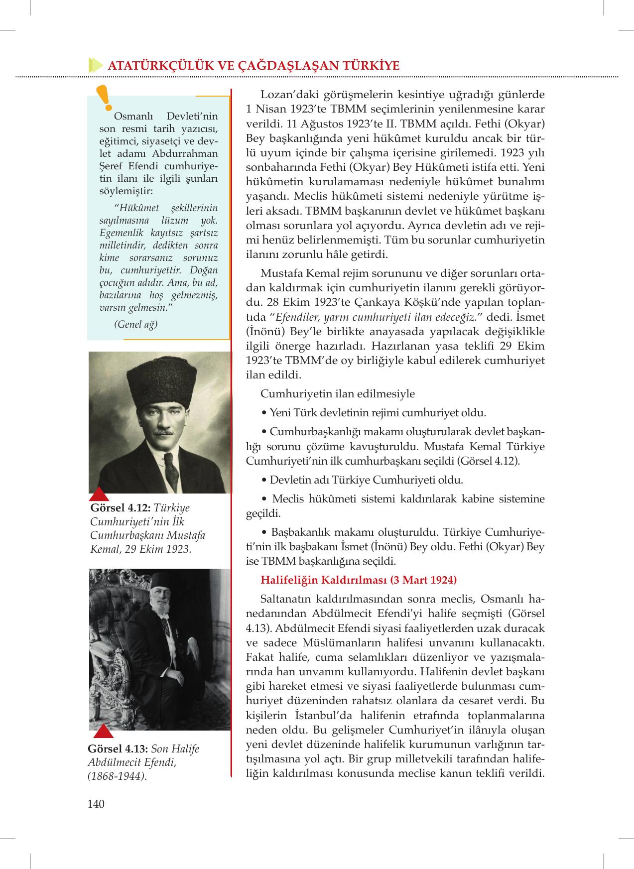 8. Sınıf Meb Yayınları İnkılap Tarihi Ve Atatürkçülük Ders Kitabı Sayfa 140 Cevapları