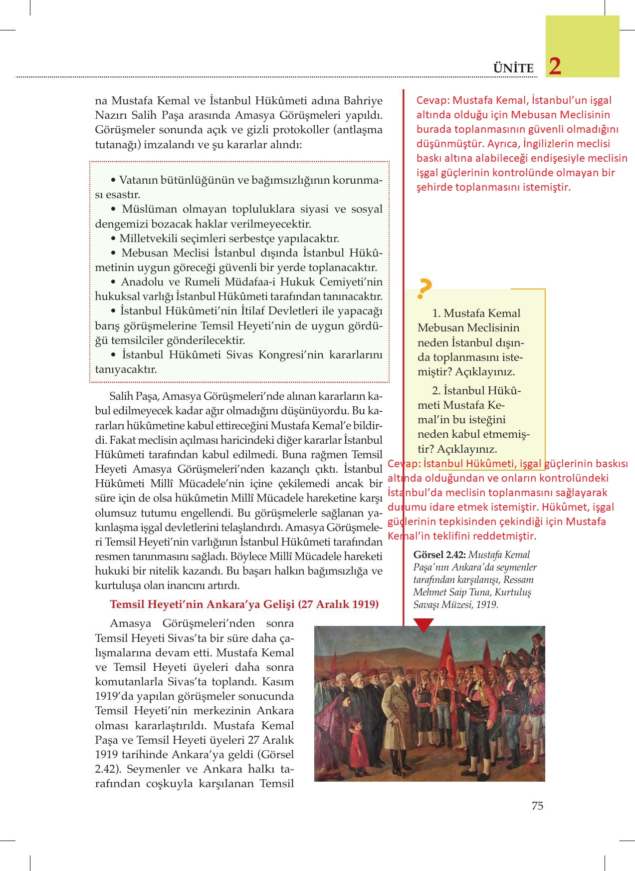 8. Sınıf Meb Yayınları İnkılap Tarihi Ve Atatürkçülük Ders Kitabı Sayfa 75 Cevapları
