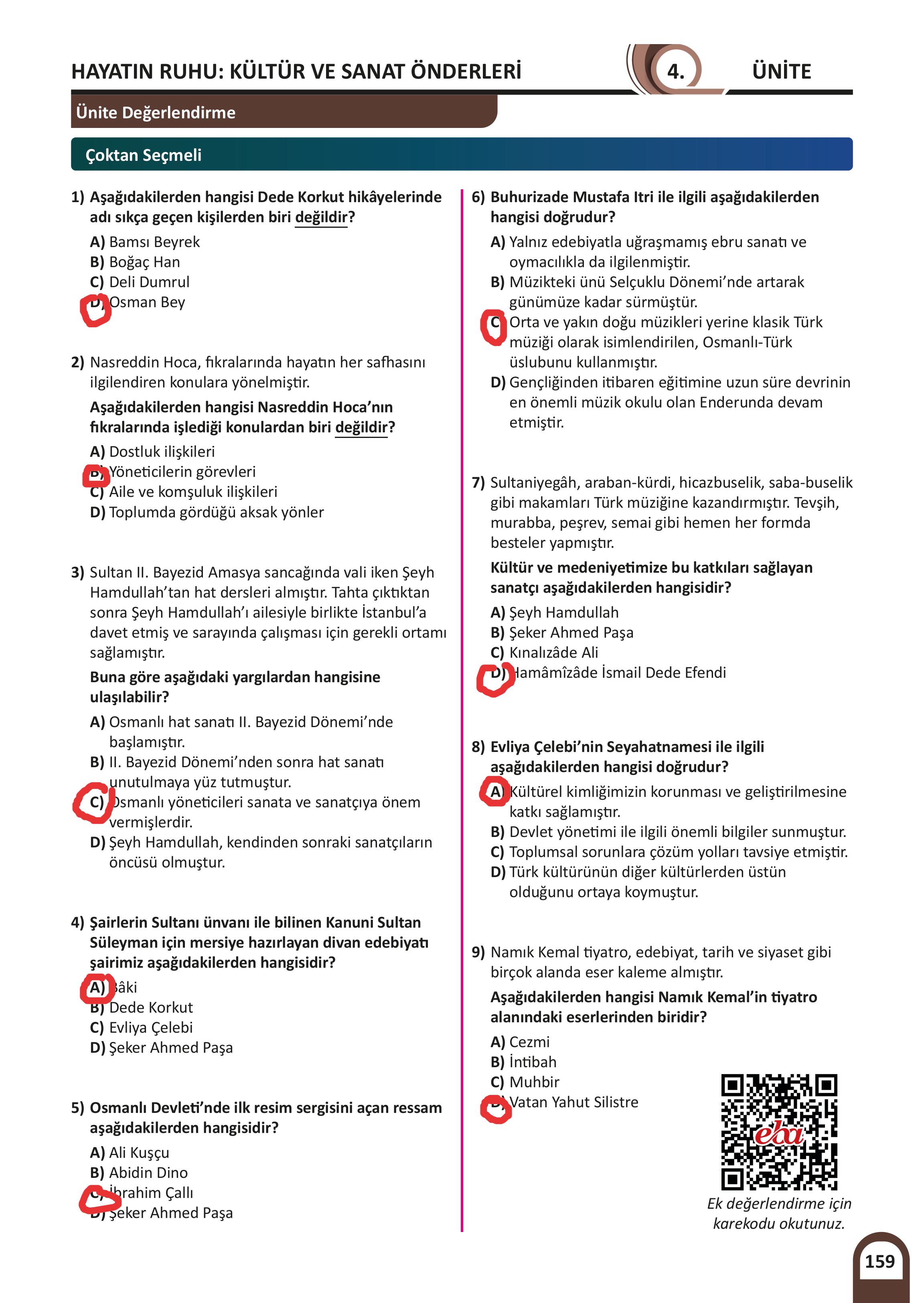 8. Sınıf Meb Yayınları Kültür Ve Medeniyetimize Yön Verenler Ders Kitabı Sayfa 160 Cevapları