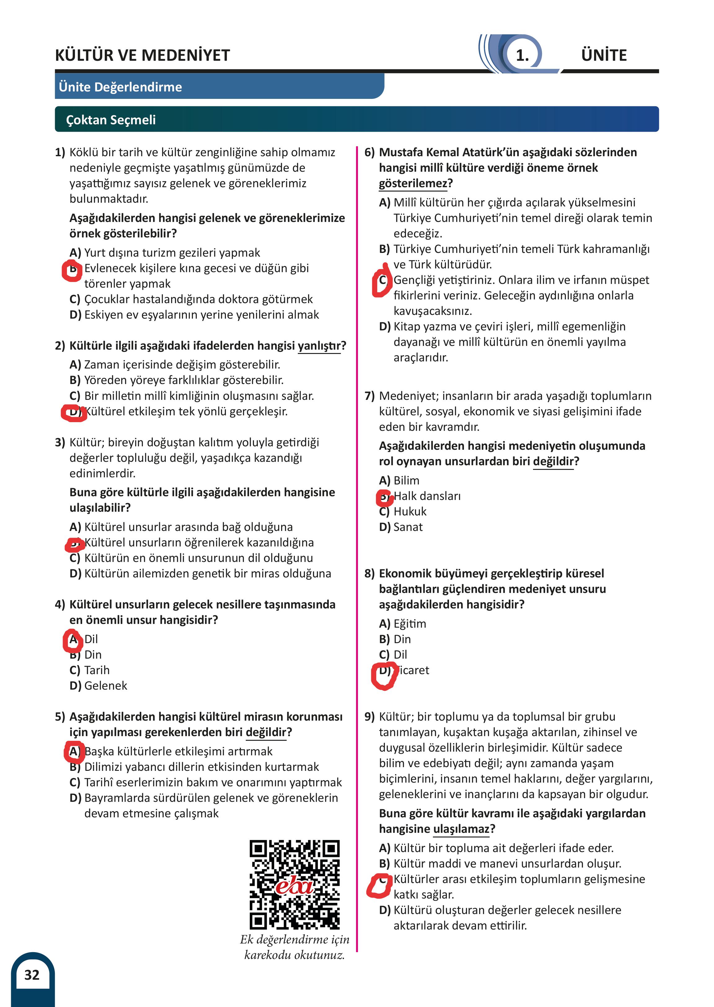 8. Sınıf Meb Yayınları Kültür Ve Medeniyetimize Yön Verenler Ders Kitabı Sayfa 33 Cevapları
