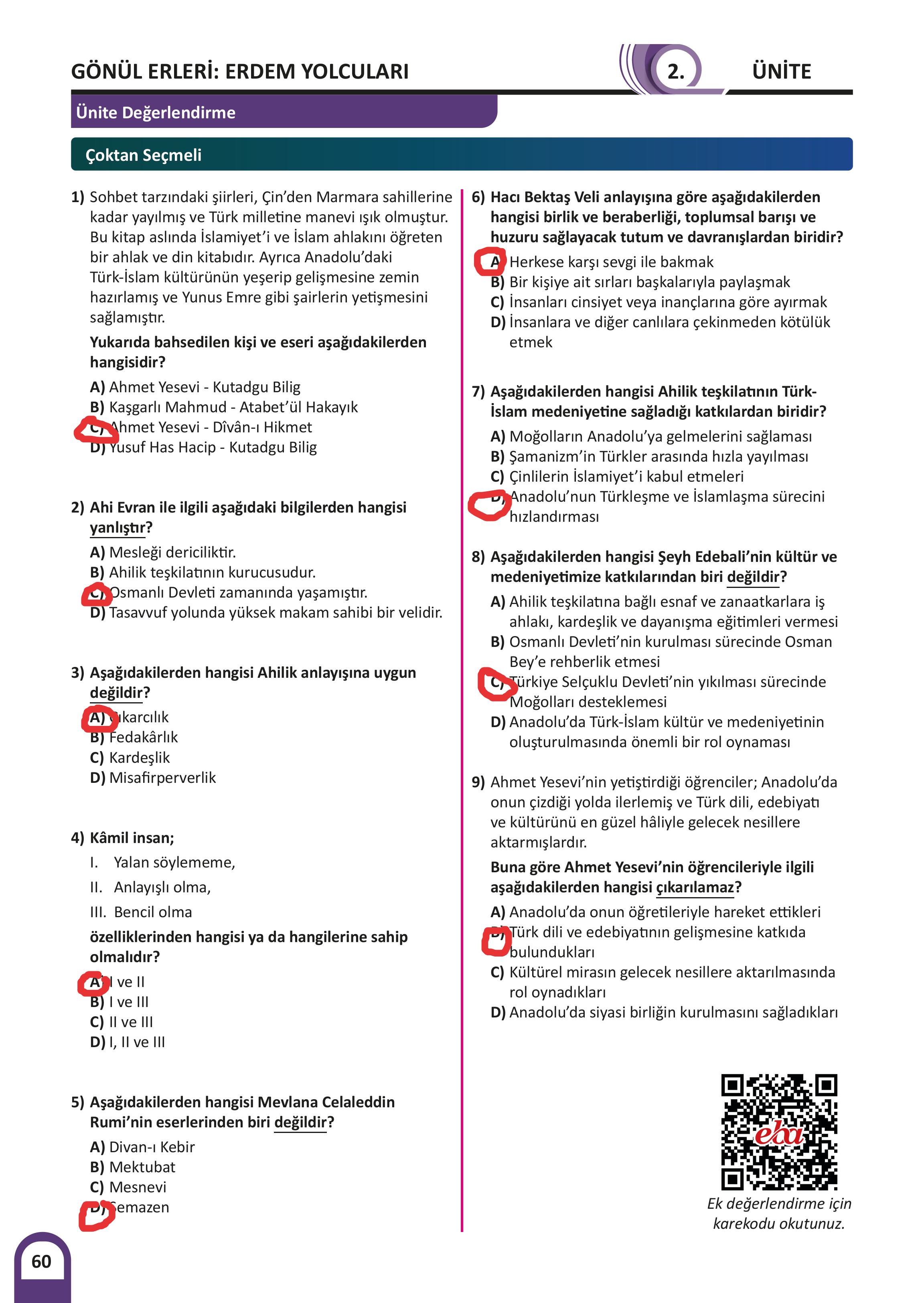 8. Sınıf Meb Yayınları Kültür Ve Medeniyetimize Yön Verenler Ders Kitabı Sayfa 61 Cevapları