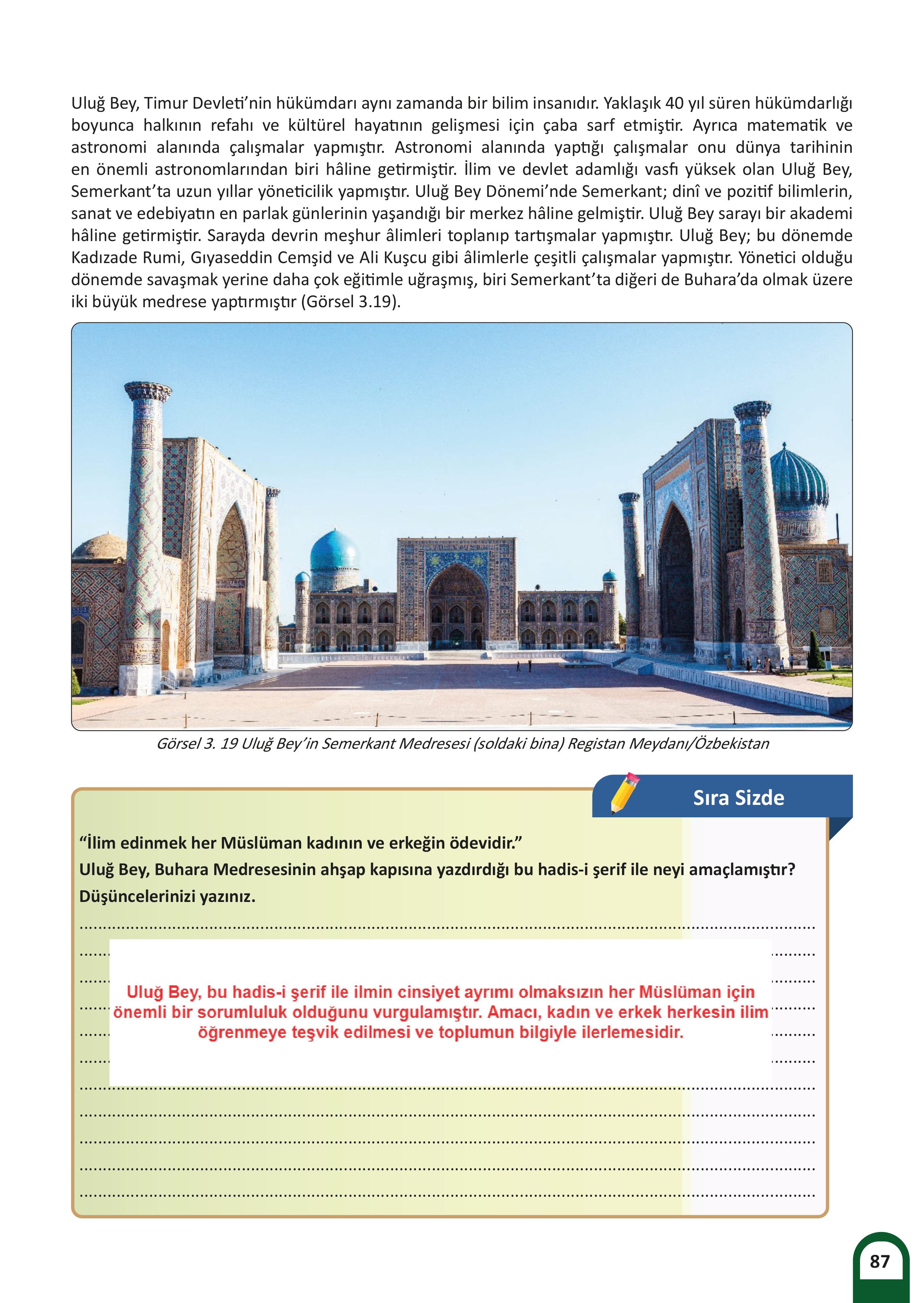 8. Sınıf Meb Yayınları Kültür Ve Medeniyetimize Yön Verenler Ders Kitabı Sayfa 88 Cevapları