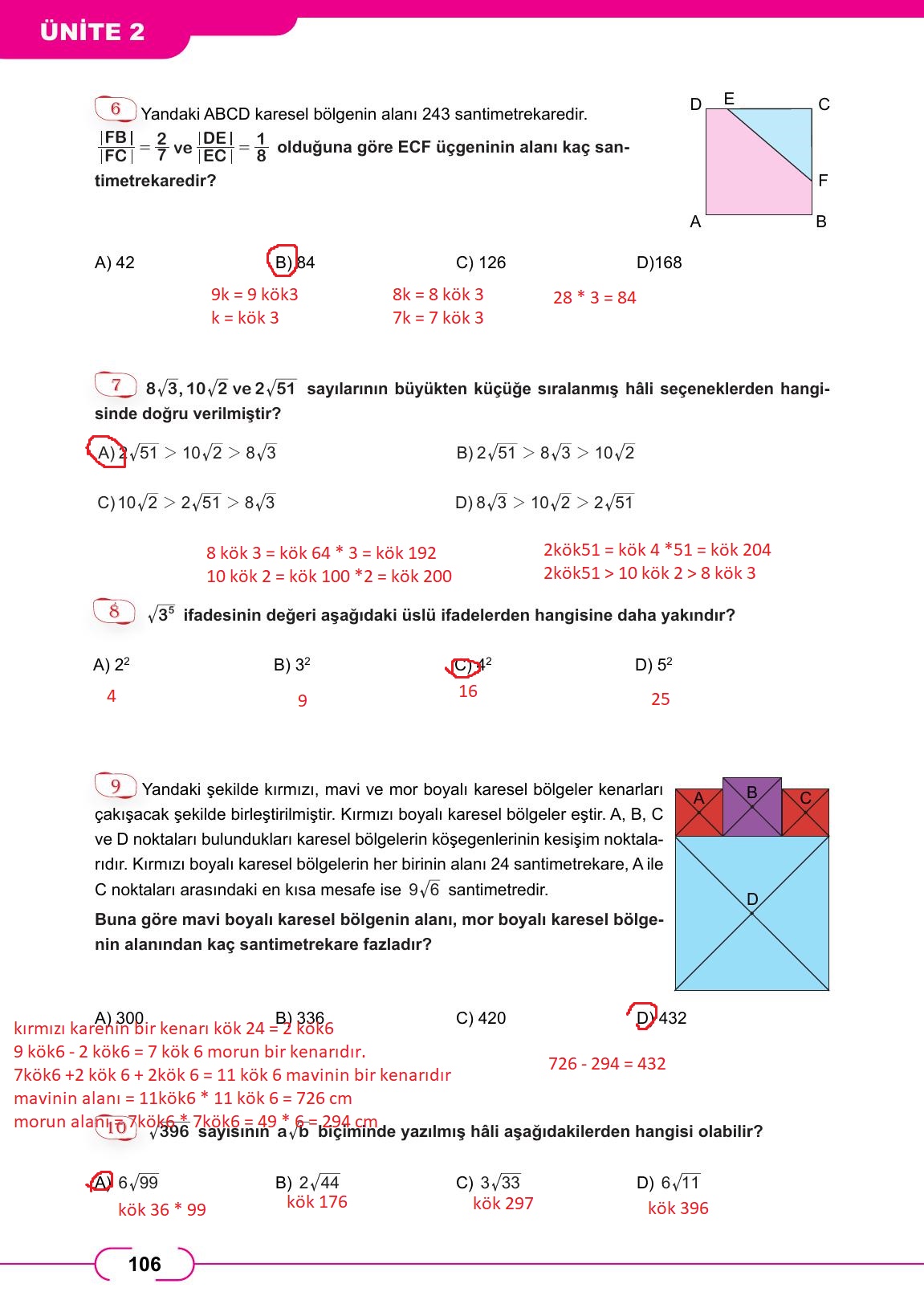 8. Sınıf Meb Yayınları Matematik Ders Kitabı Sayfa 106 Cevapları