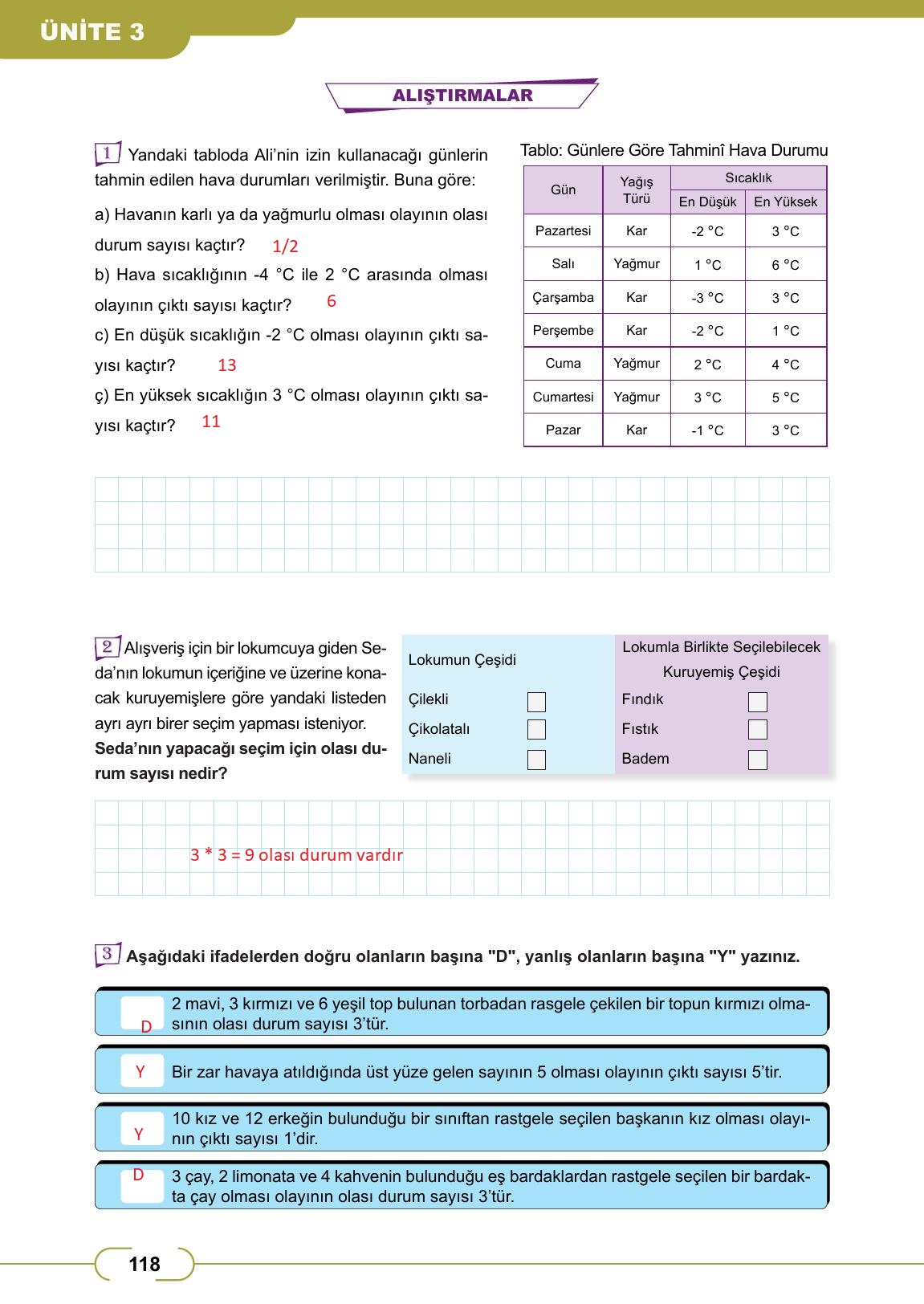 8. Sınıf Meb Yayınları Matematik Ders Kitabı Sayfa 118 Cevapları