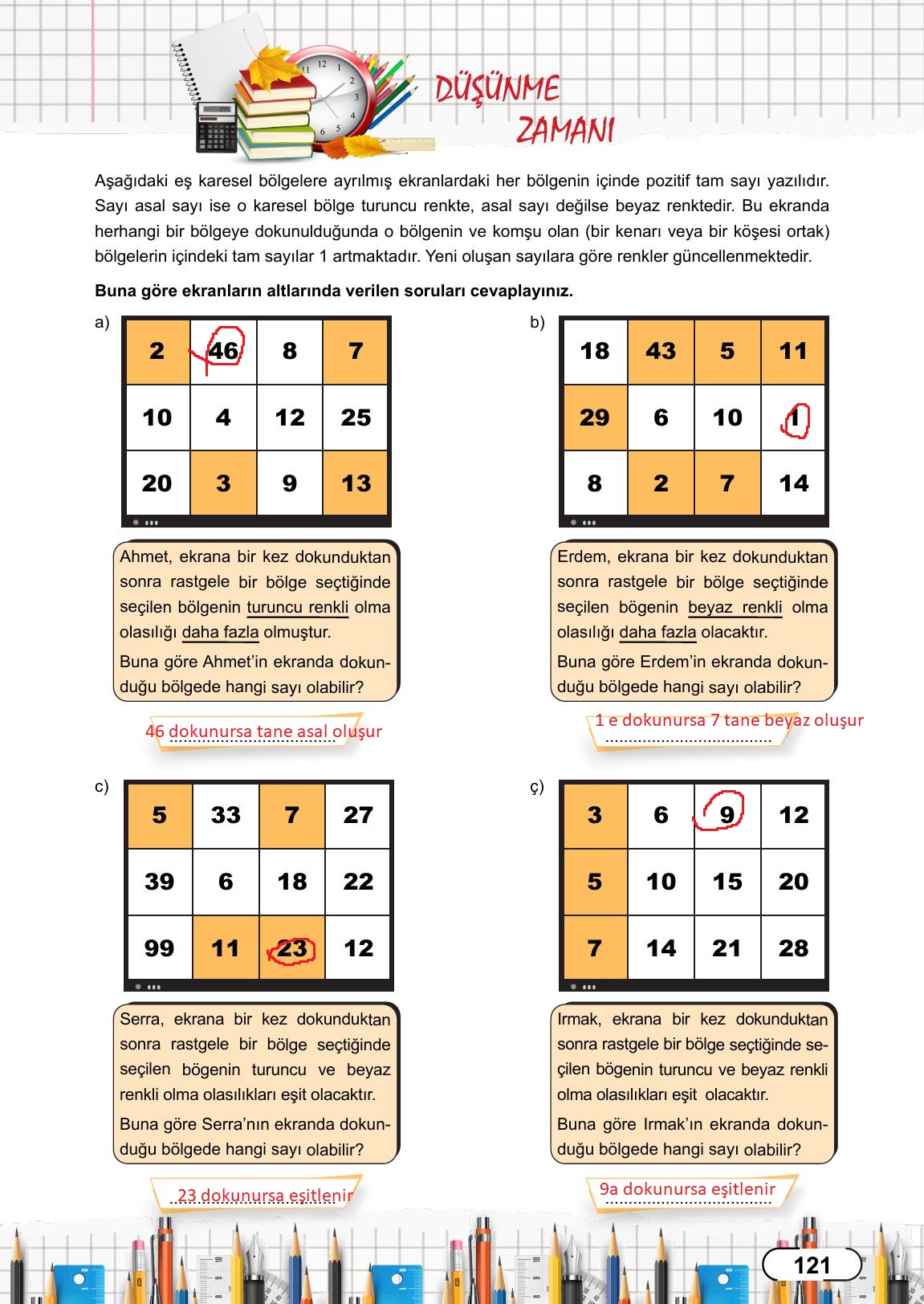 8. Sınıf Meb Yayınları Matematik Ders Kitabı Sayfa 121 Cevapları