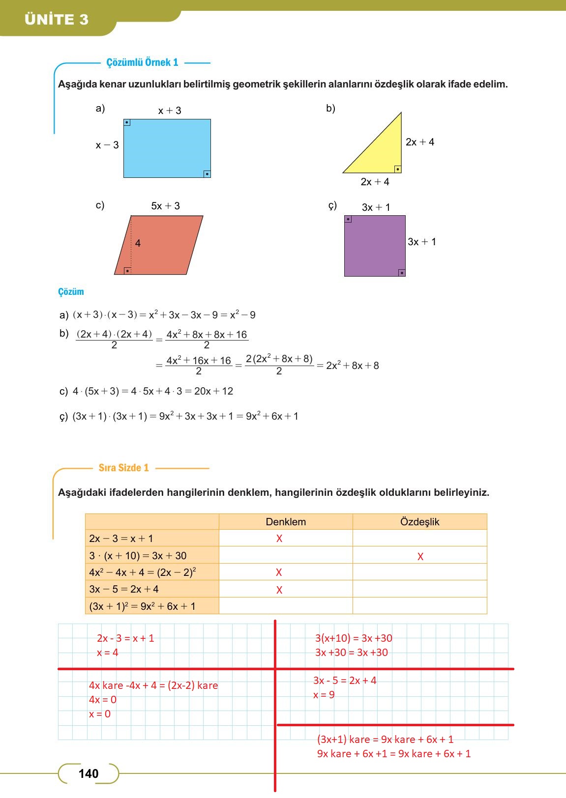 8. Sınıf Meb Yayınları Matematik Ders Kitabı Sayfa 140 Cevapları