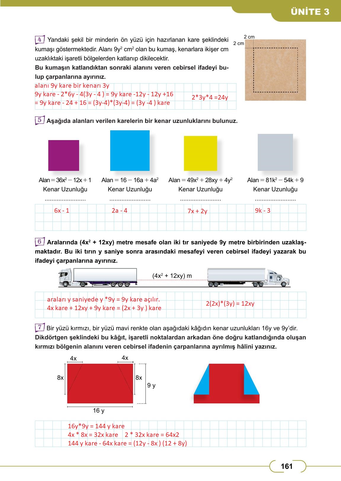 8. Sınıf Meb Yayınları Matematik Ders Kitabı Sayfa 161 Cevapları