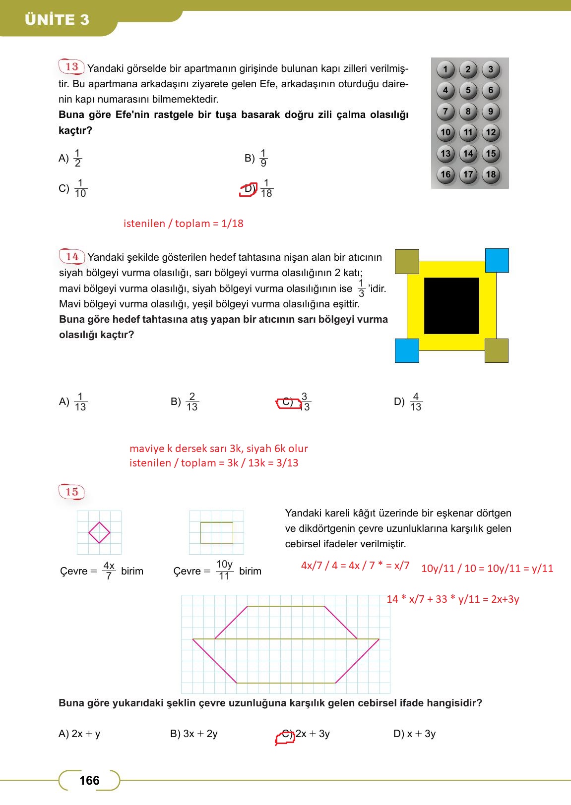 8. Sınıf Meb Yayınları Matematik Ders Kitabı Sayfa 166 Cevapları 8. Sınıf Meb Yayınları Matematik Ders Kitabı Sayfa 166 Cevapları