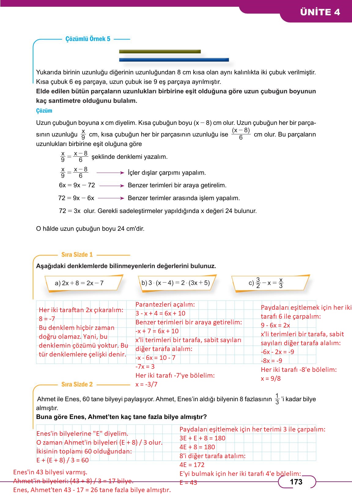 8. Sınıf Meb Yayınları Matematik Ders Kitabı Sayfa 173 Cevapları