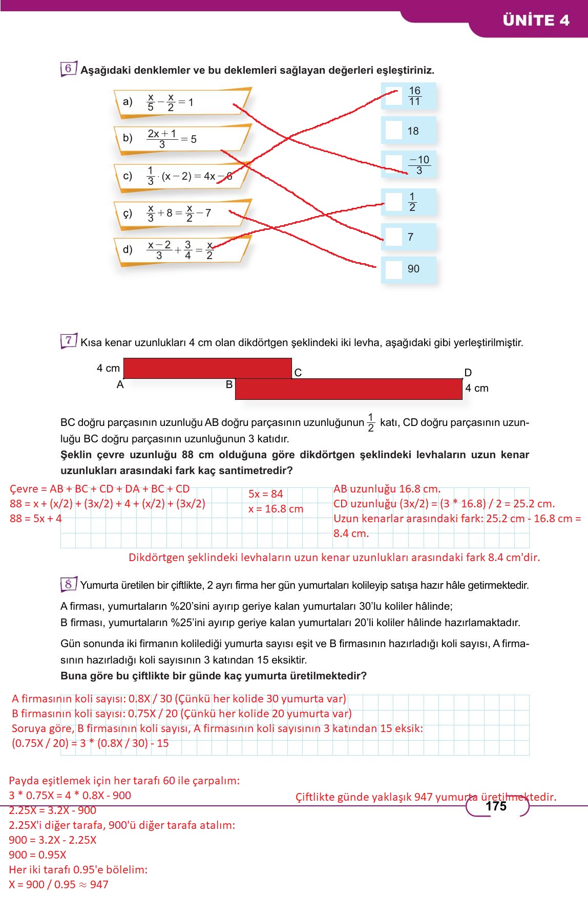 8. Sınıf Meb Yayınları Matematik Ders Kitabı Sayfa 175 Cevapları