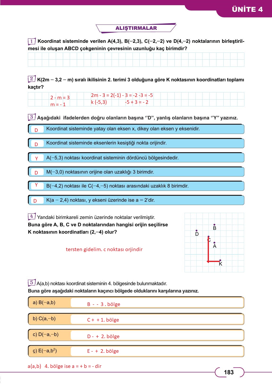 8. Sınıf Meb Yayınları Matematik Ders Kitabı Sayfa 183 Cevapları
