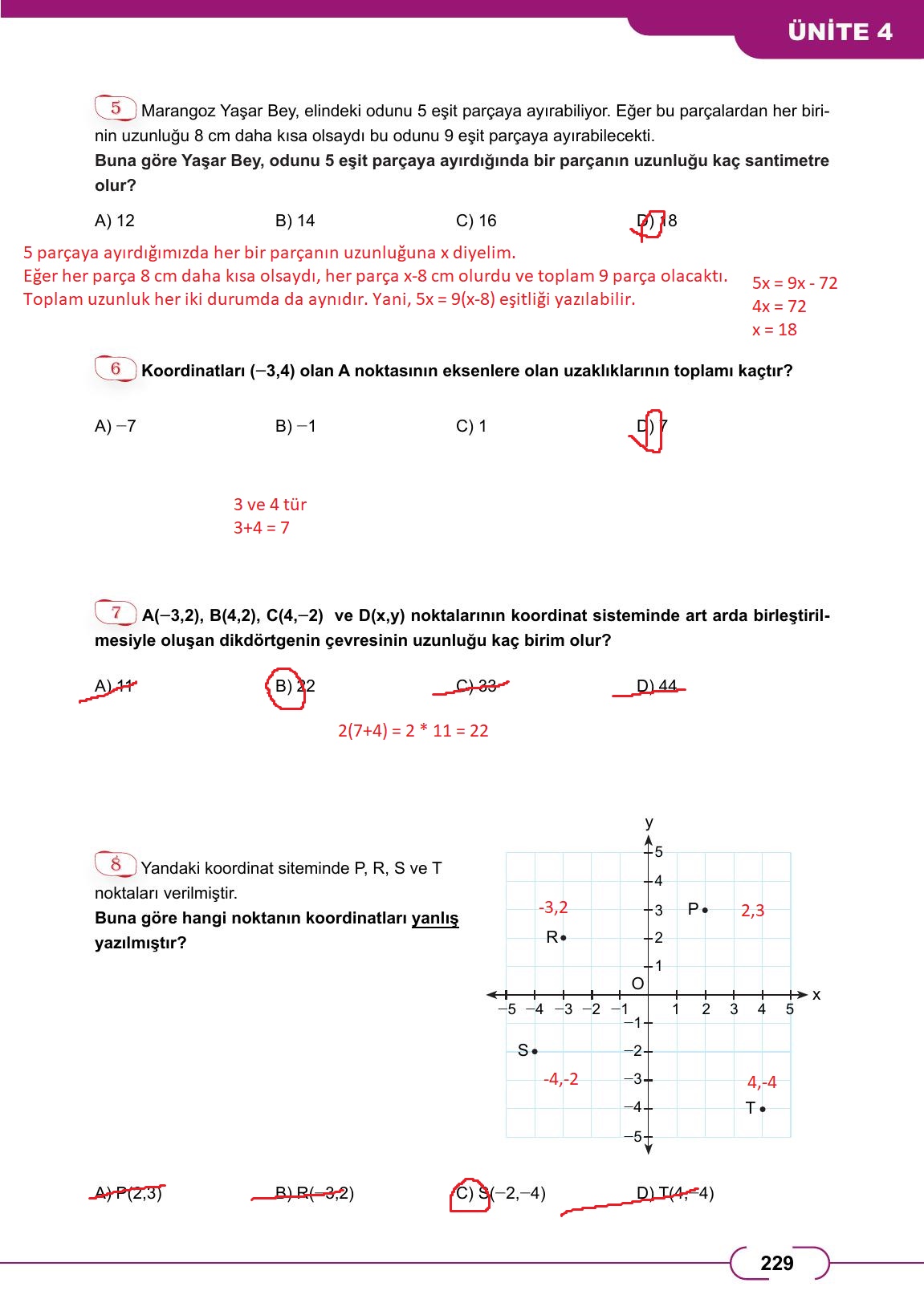 8. Sınıf Meb Yayınları Matematik Ders Kitabı Sayfa 229 Cevapları