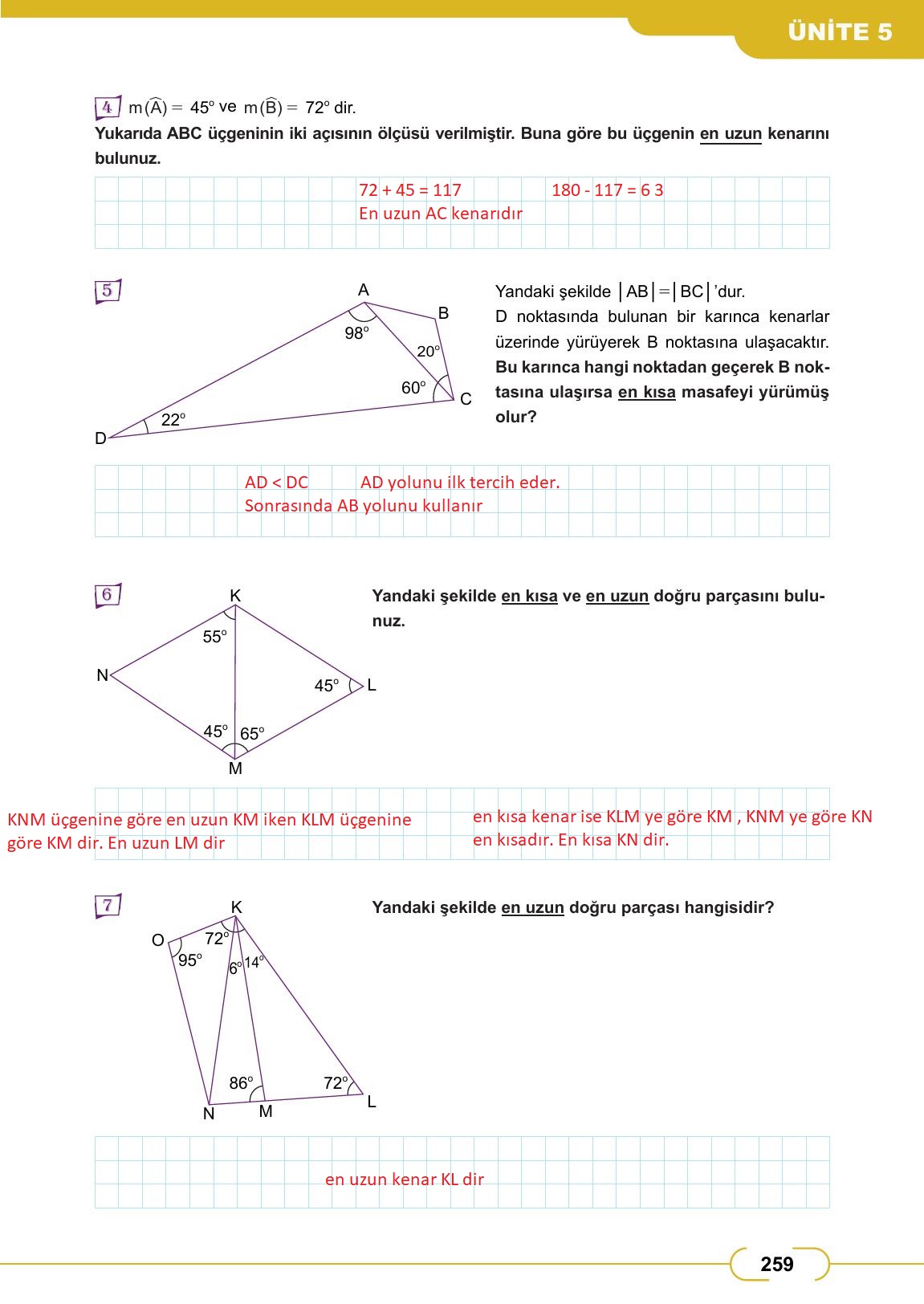 8. Sınıf Meb Yayınları Matematik Ders Kitabı Sayfa 259 Cevapları