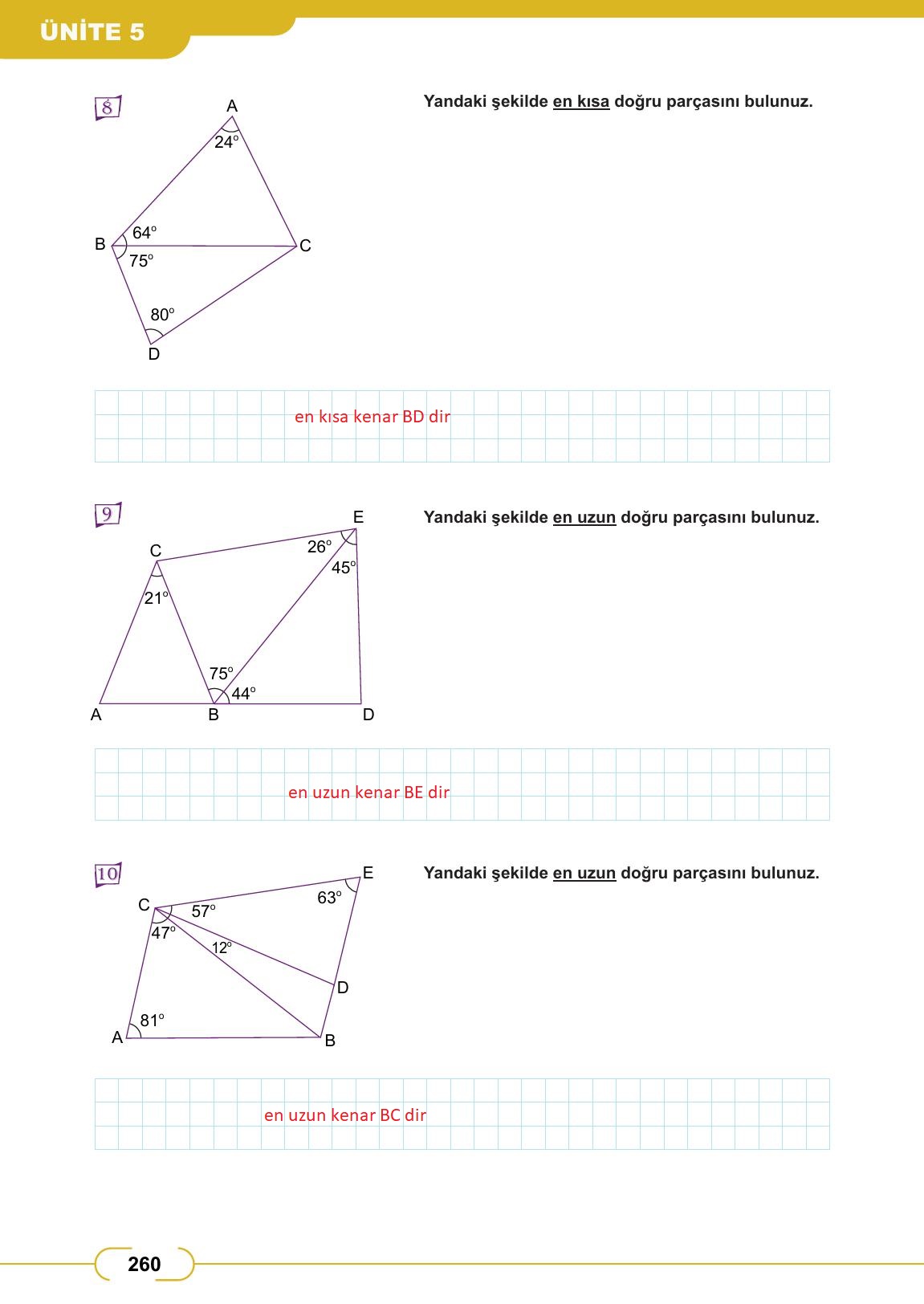 8. Sınıf Meb Yayınları Matematik Ders Kitabı Sayfa 260 Cevapları