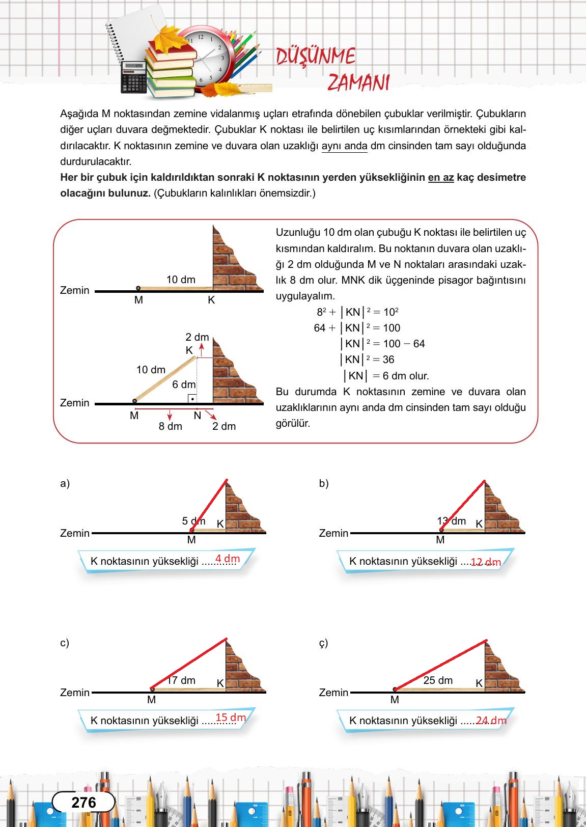 8. Sınıf Meb Yayınları Matematik Ders Kitabı Sayfa 276 Cevapları
