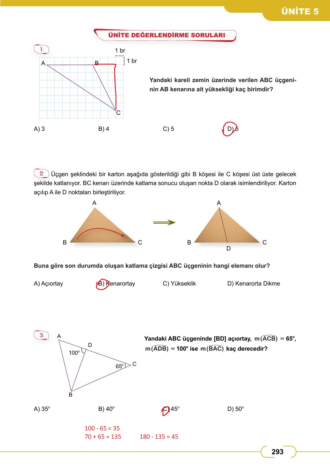 8. Sınıf Meb Yayınları Matematik Ders Kitabı Sayfa 293 Cevapları