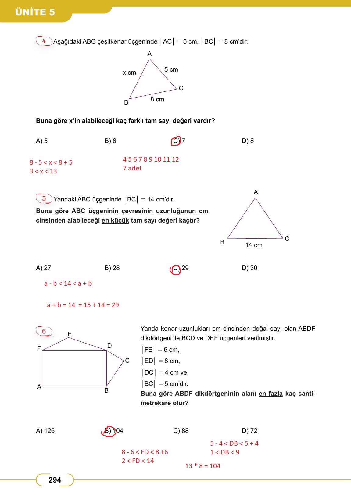 8. Sınıf Meb Yayınları Matematik Ders Kitabı Sayfa 294 Cevapları