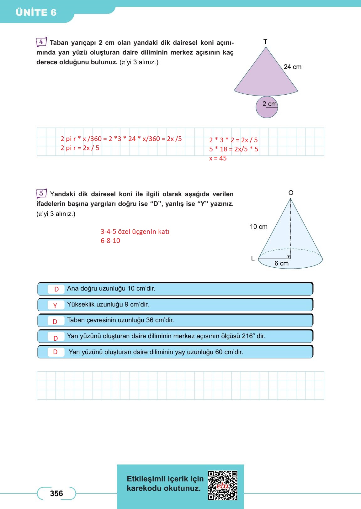 8. Sınıf Meb Yayınları Matematik Ders Kitabı Sayfa 356 Cevapları