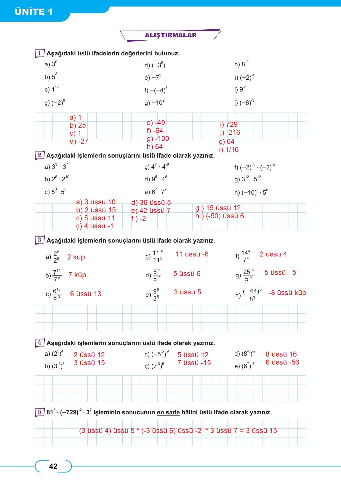 8. Sınıf Meb Yayınları Matematik Ders Kitabı Sayfa 42 Cevapları