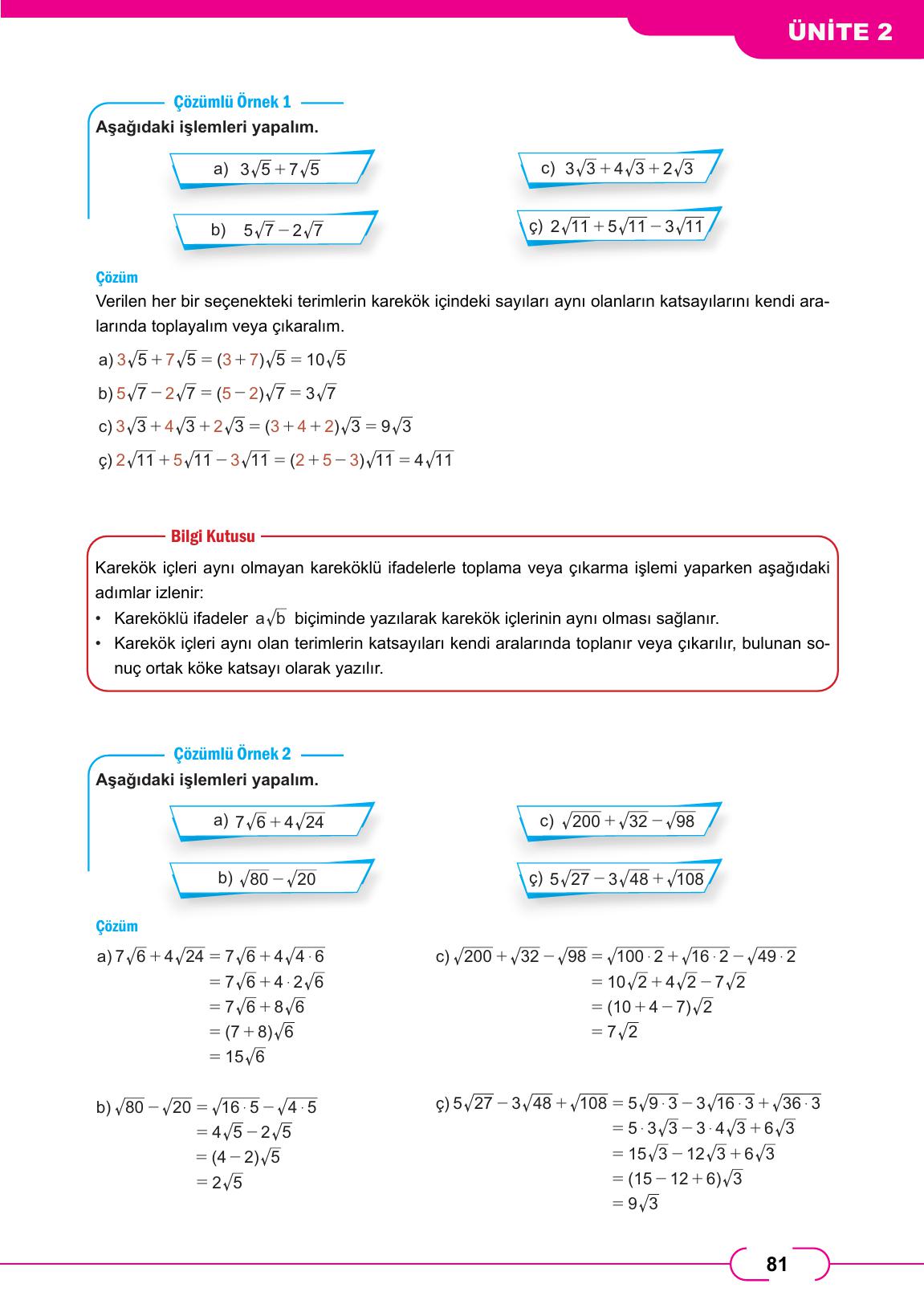 8. Sınıf Meb Yayınları Matematik Ders Kitabı Sayfa 81 Cevapları 8. Sınıf Meb Yayınları Matematik Ders Kitabı Sayfa 81 Cevapları