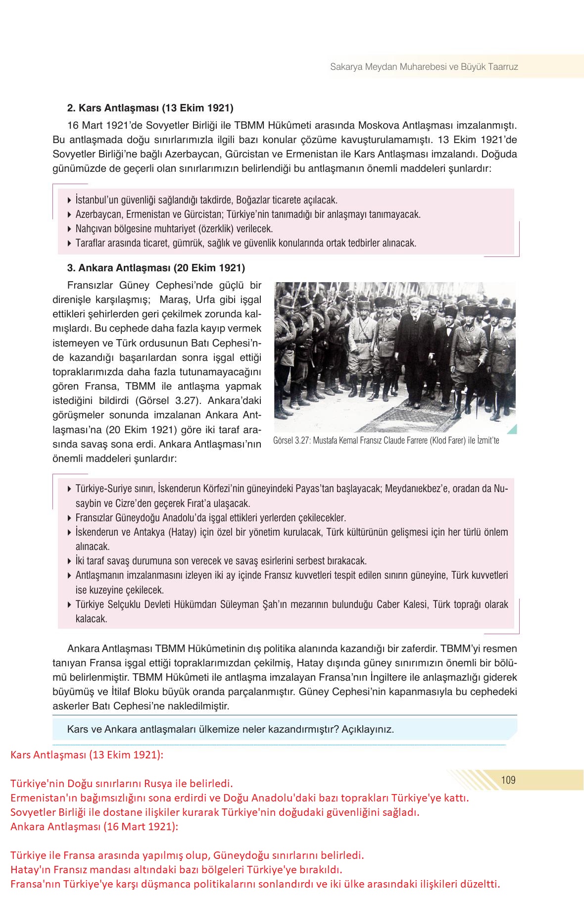 8. Sınıf Semih Ofset Sek Yayınları İnkılap Tarihi Ve Atatürkçülük Ders Kitabı Sayfa 109 Cevapları