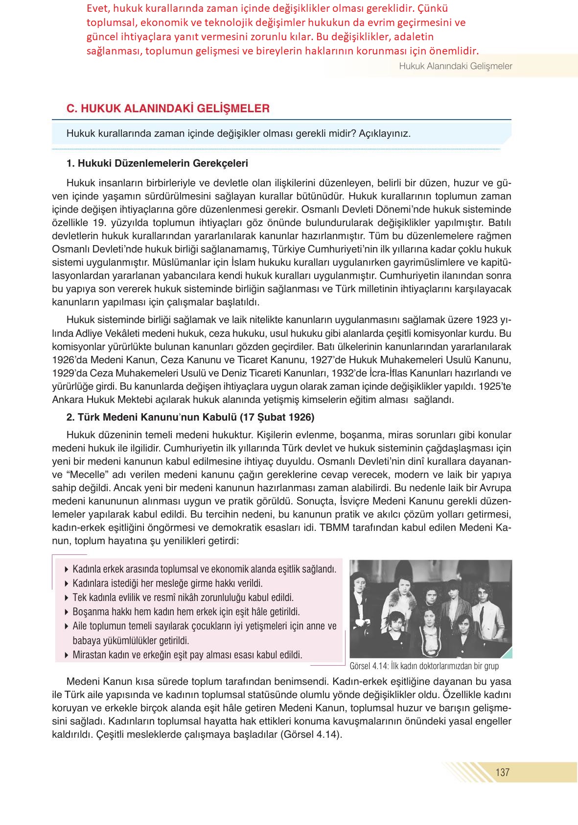 8. Sınıf Semih Ofset Sek Yayınları İnkılap Tarihi Ve Atatürkçülük Ders Kitabı Sayfa 137 Cevapları
