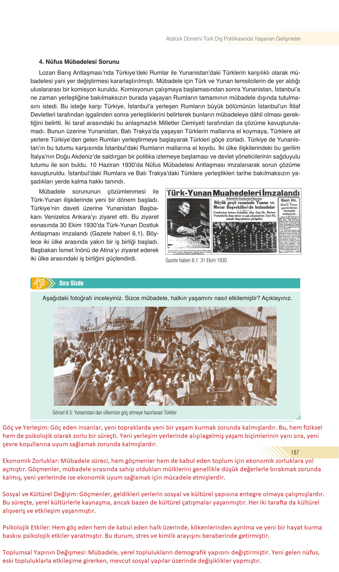 8. Sınıf Semih Ofset Sek Yayınları İnkılap Tarihi Ve Atatürkçülük Ders Kitabı Sayfa 187 Cevapları