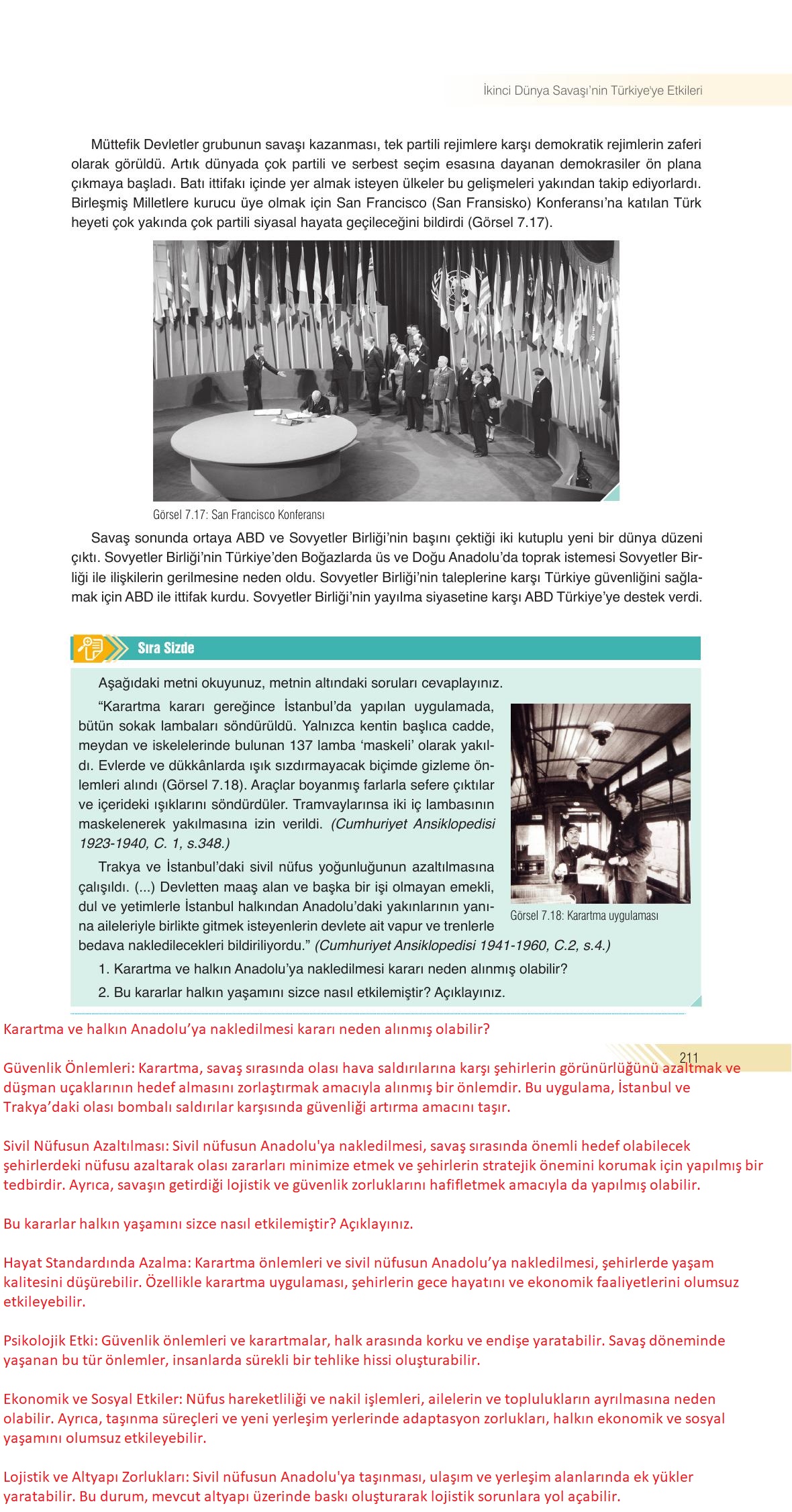 8. Sınıf Semih Ofset Sek Yayınları İnkılap Tarihi Ve Atatürkçülük Ders Kitabı Sayfa 211 Cevapları