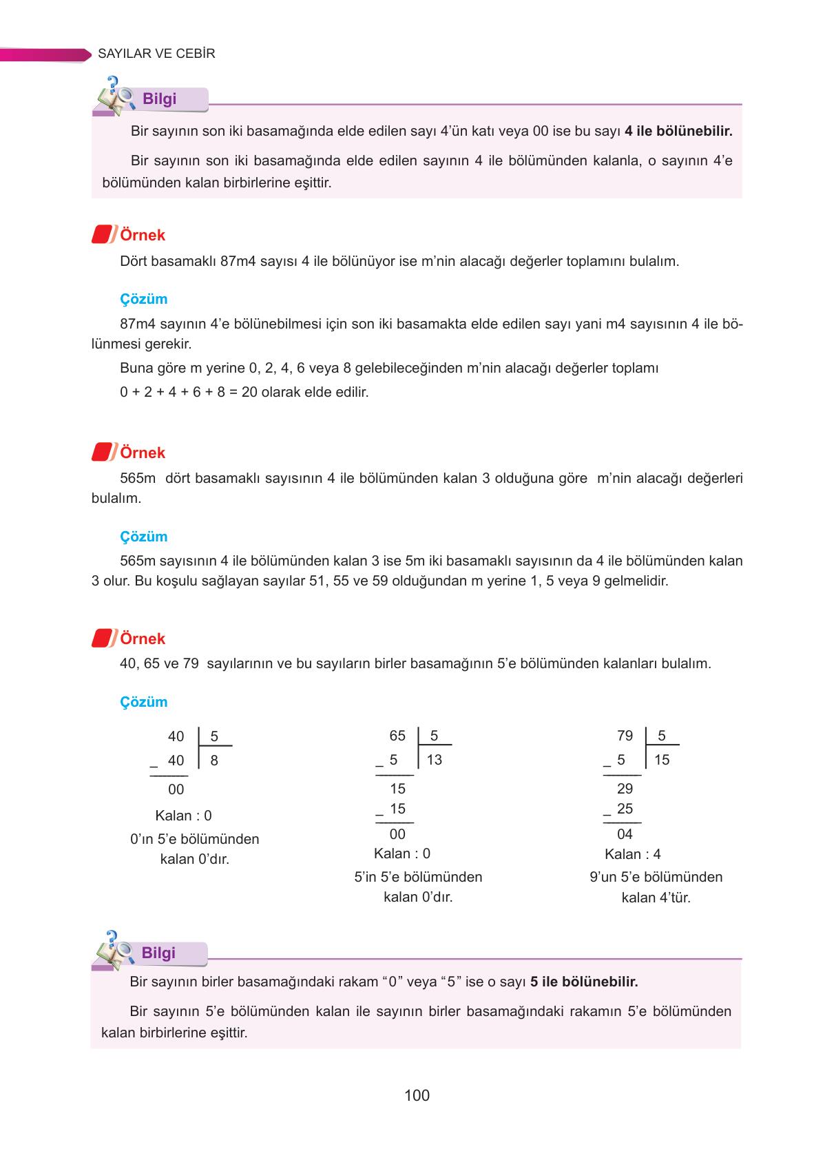 9. Sınıf Ata Yayınları Matematik Ders Kitabı Sayfa 100 Cevapları